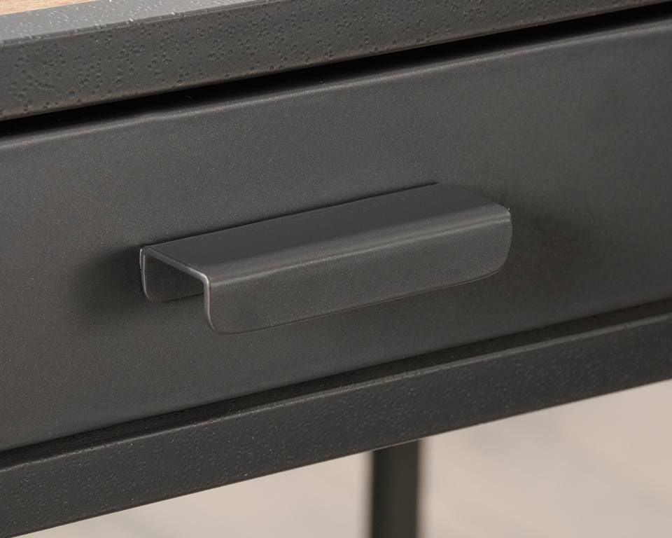 a close up of a drawer with a metal handle