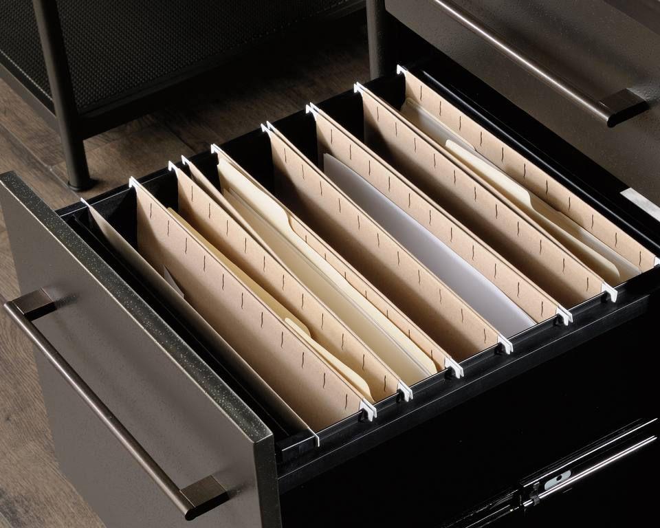 a drawer with files and folders in it