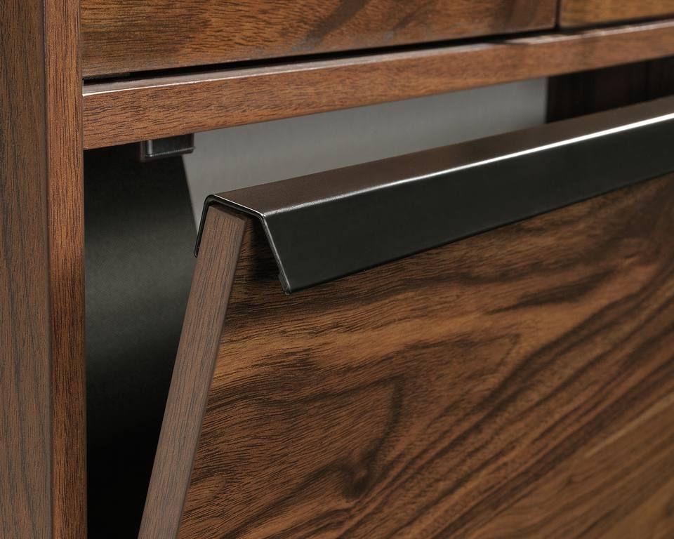 a close up of a drawer with a metal handle