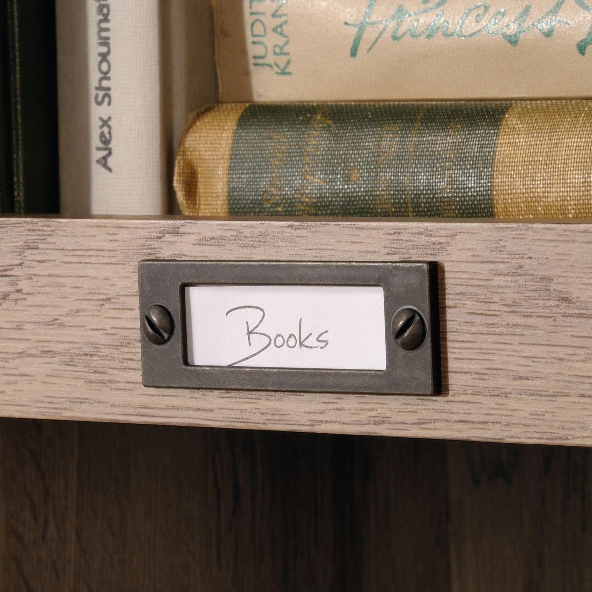 a close up of a book shelf with books