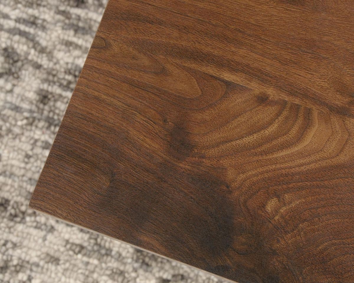 a close up of a wooden table top