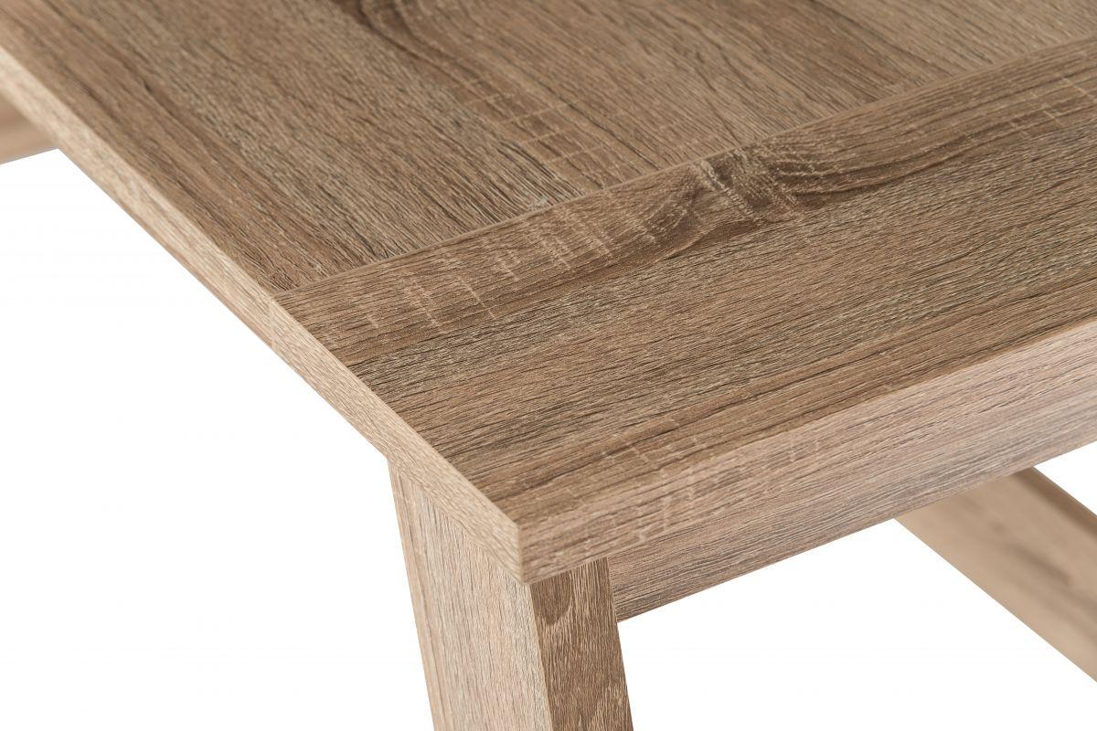 a close up of a wooden table with a white background