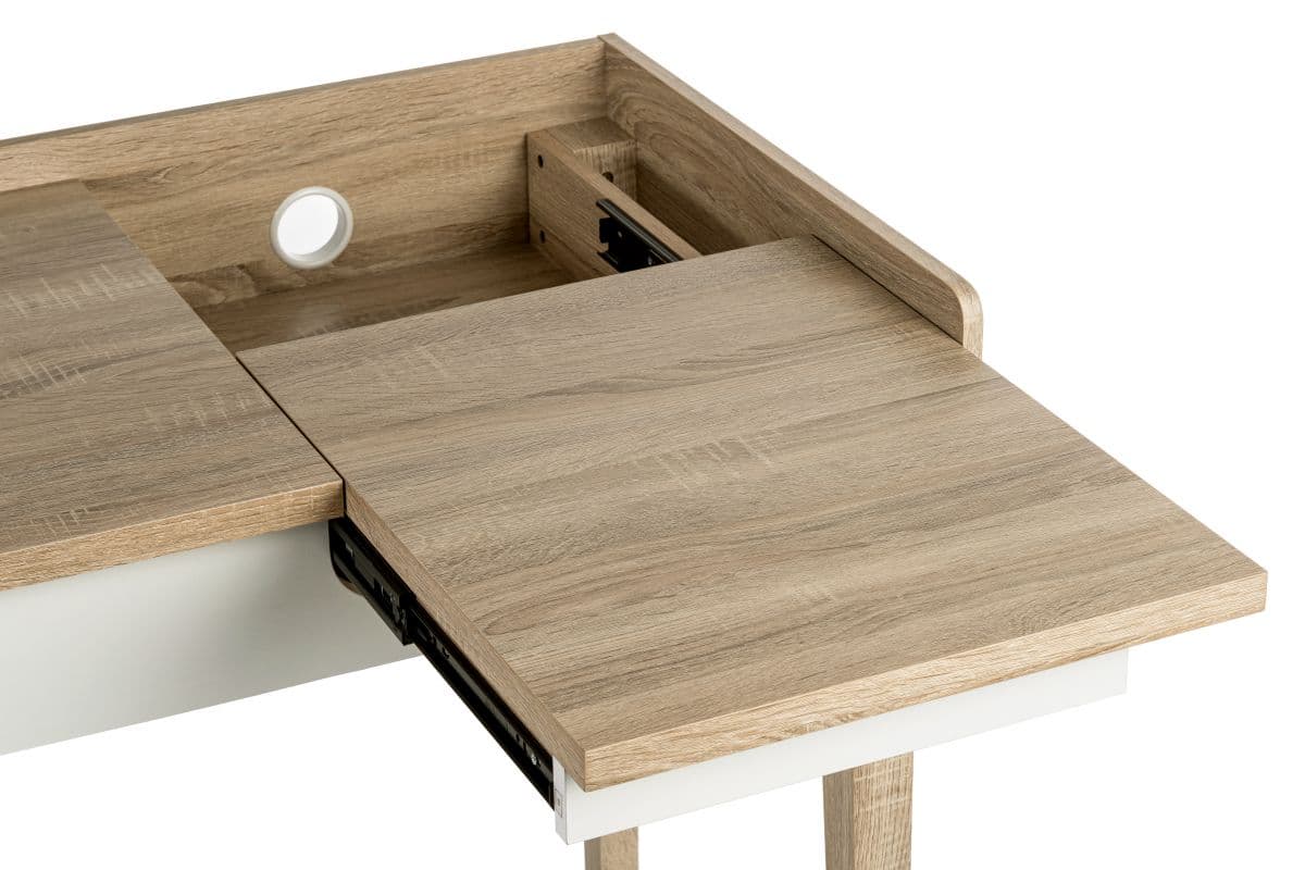 a close up of a desk with a drawer