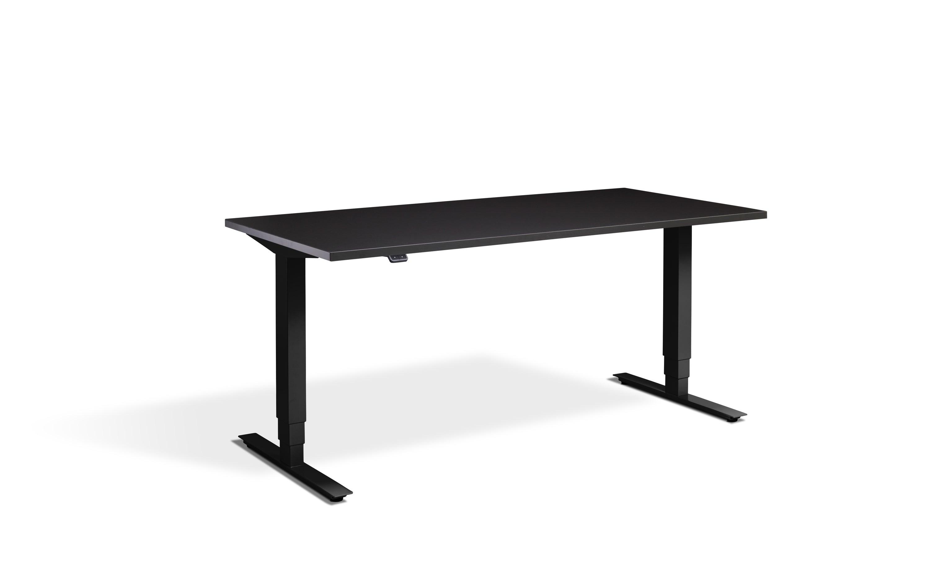 a black desk with a black top on a white background