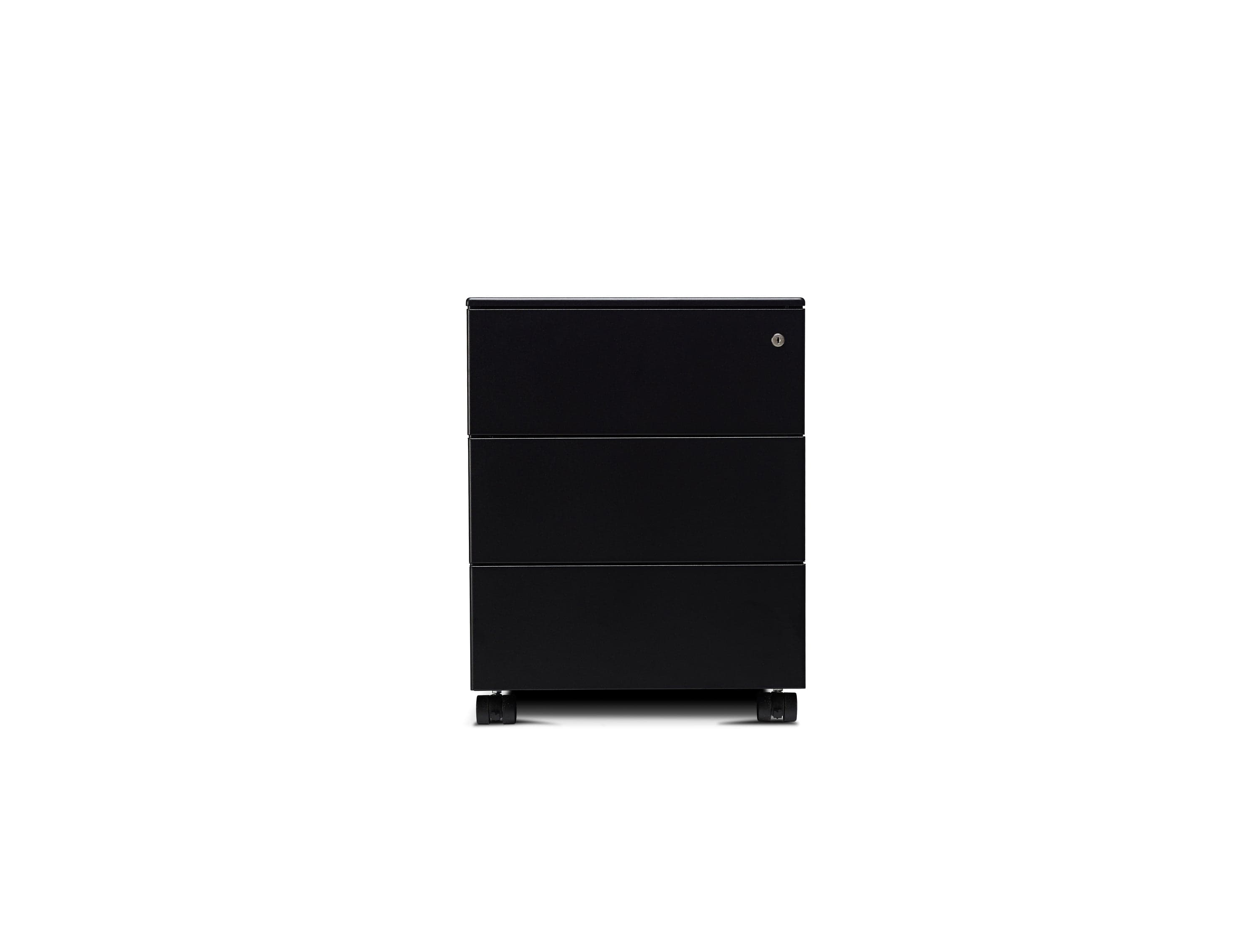 a black cabinet with two drawers on top of it