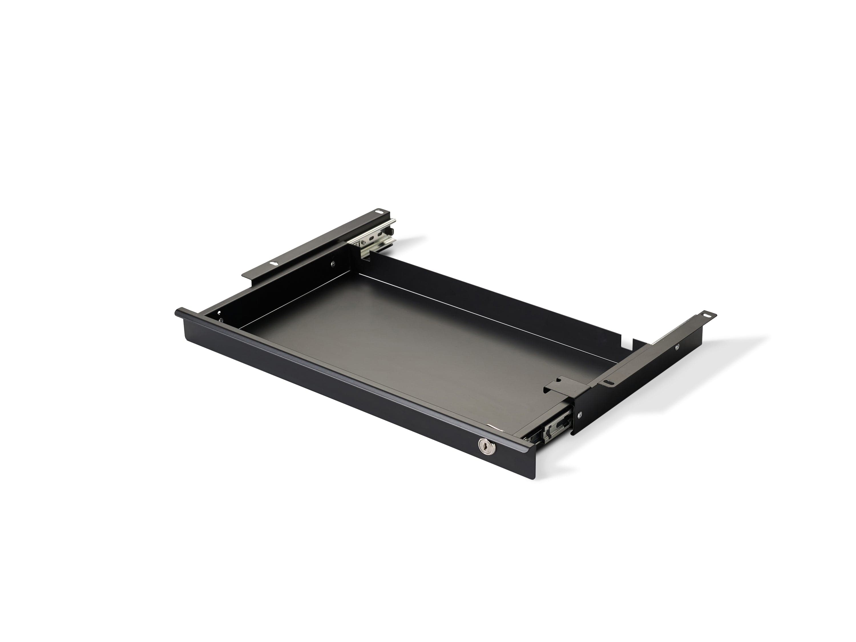 a metal tray with a black handle on a white background