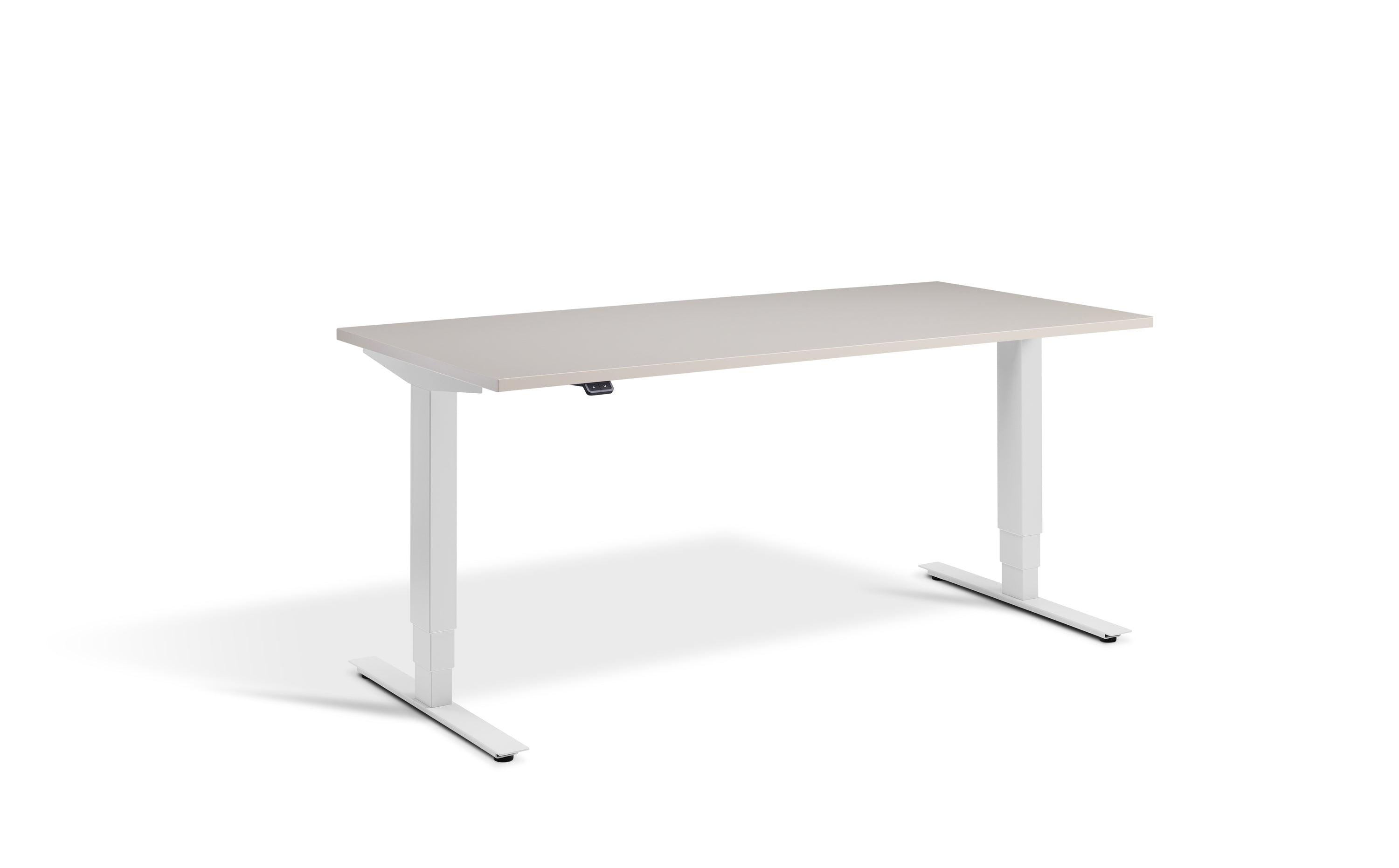 a desk with a white top and a white base