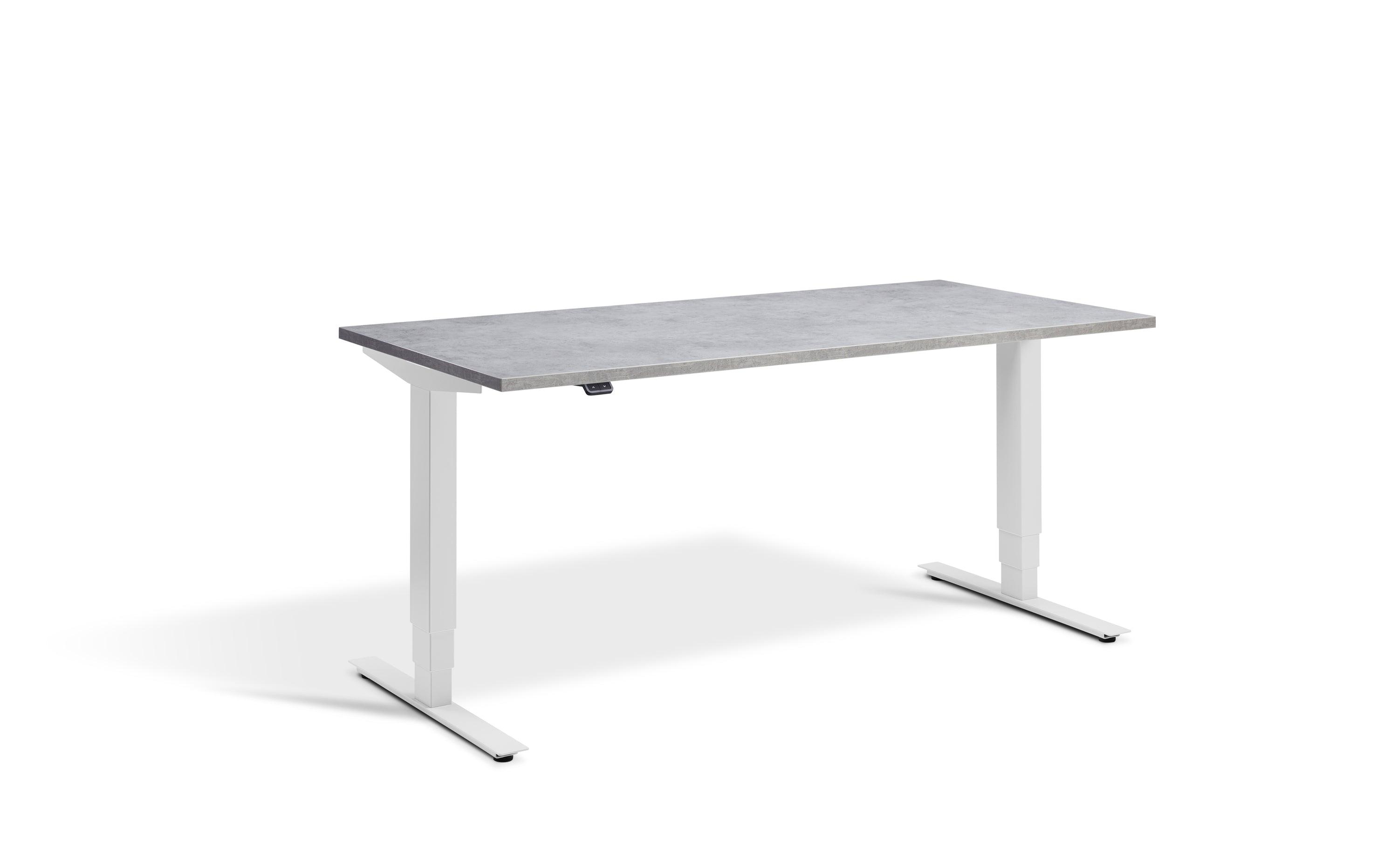 a white desk with a gray top