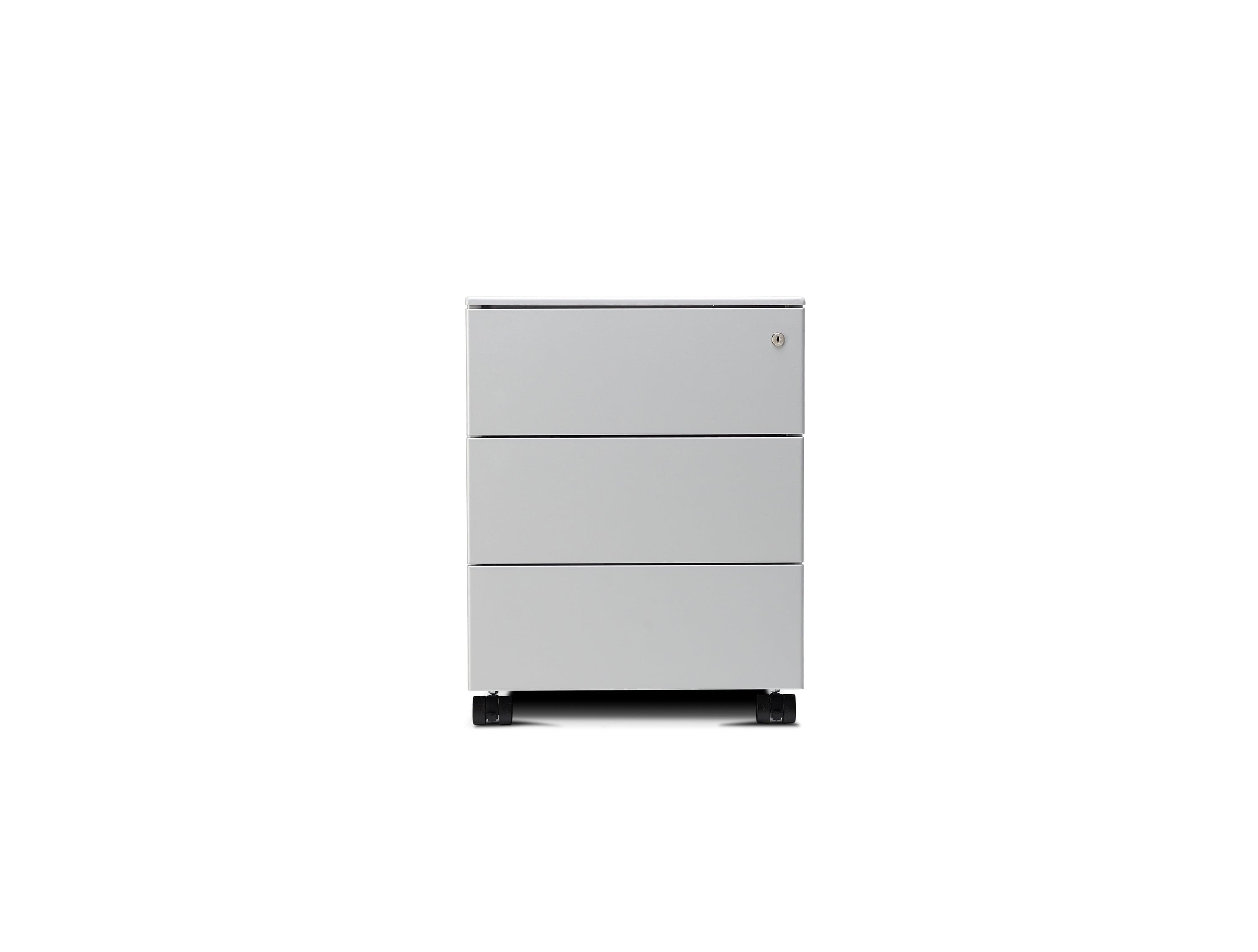 a white cabinet with three drawers on top of it