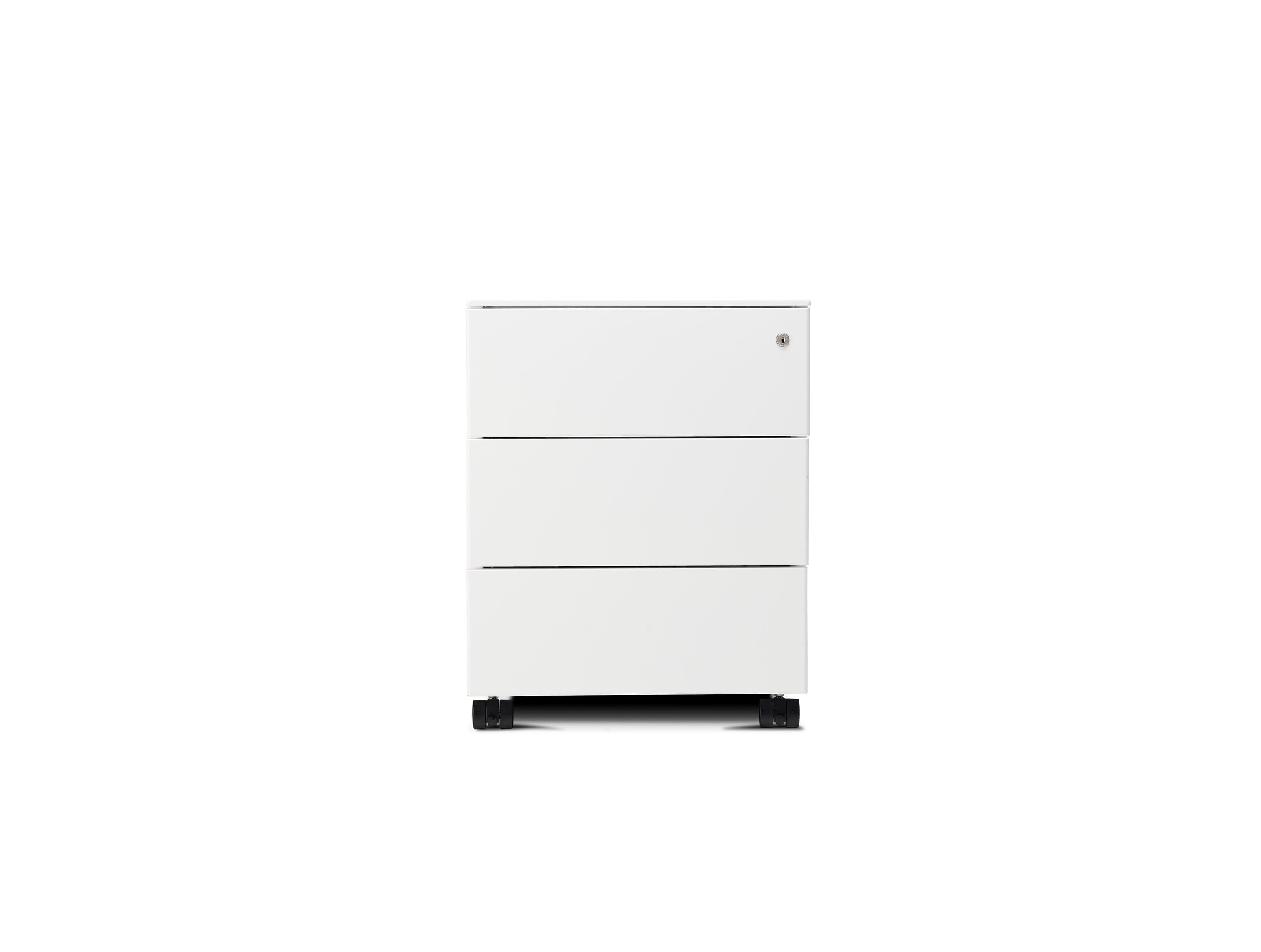 a white cabinet with three drawers on top of it