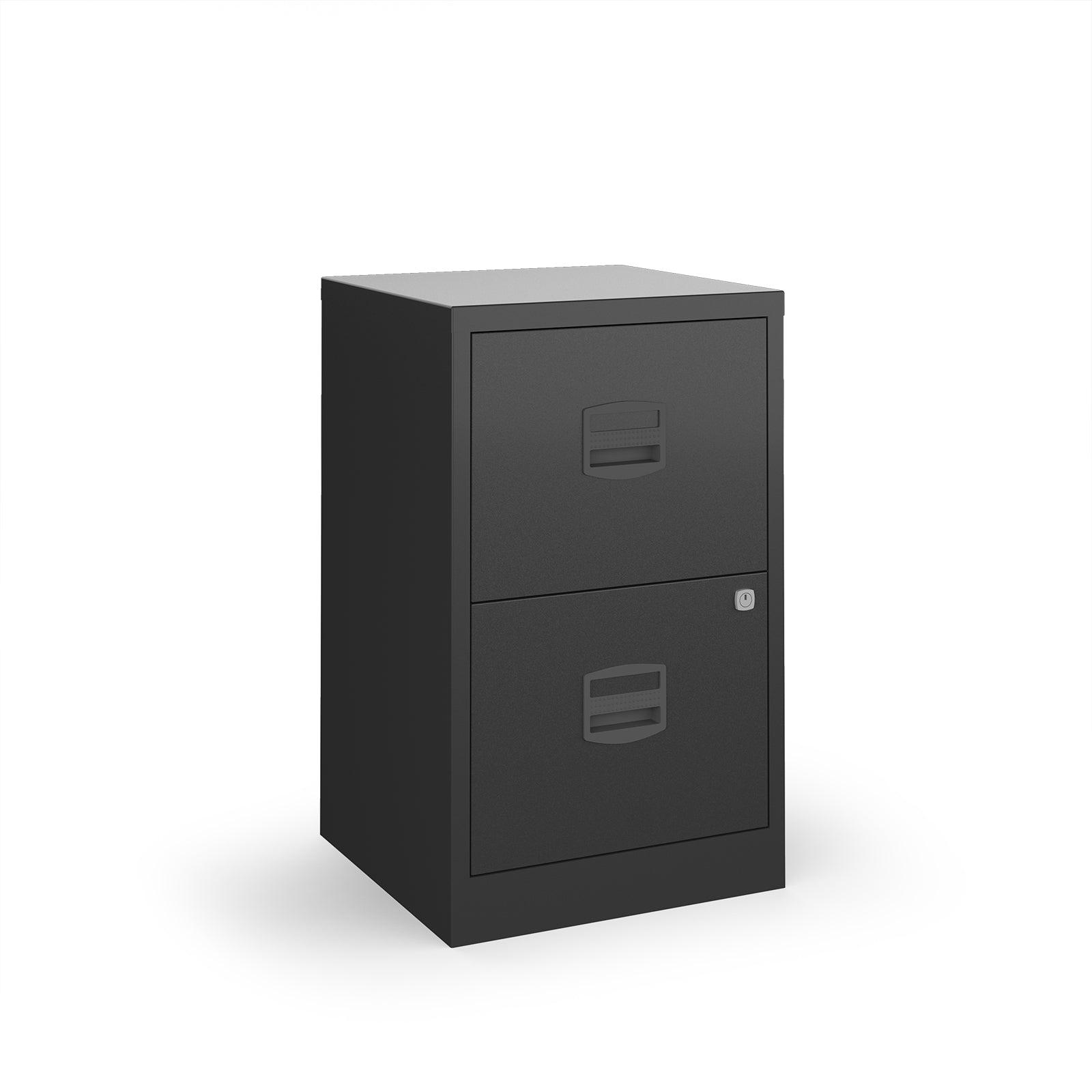 a black filing cabinet on a white background