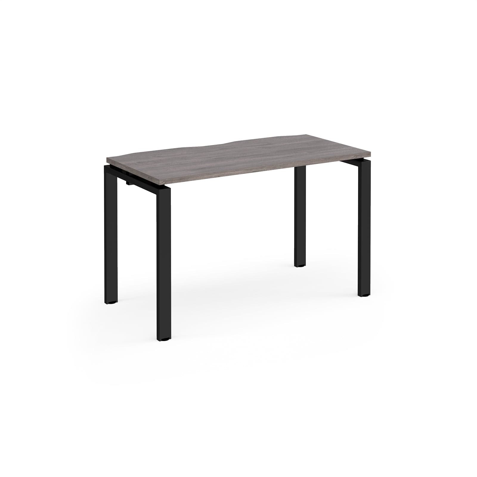 a table with black legs and a wooden top