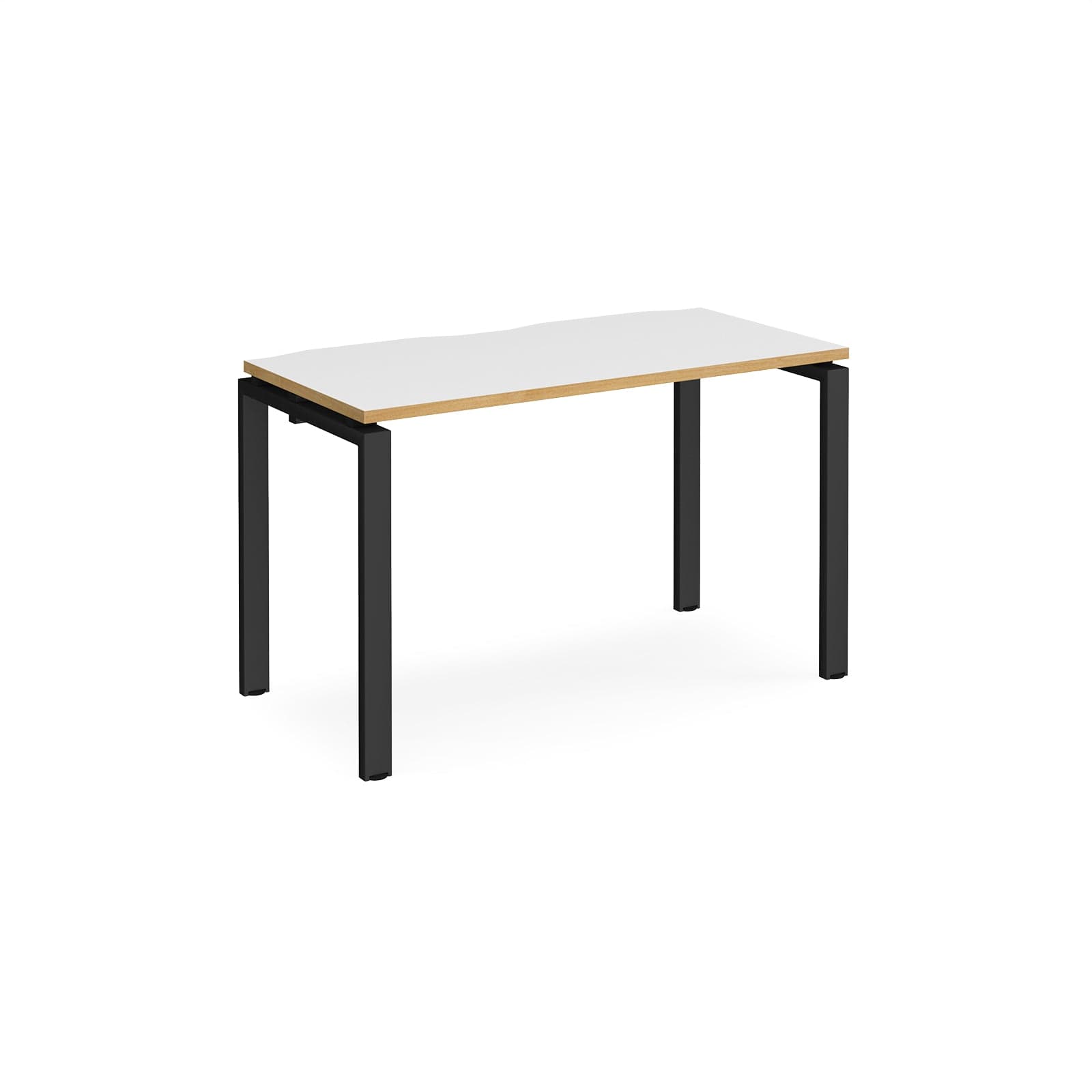 a white table with black legs on a white background