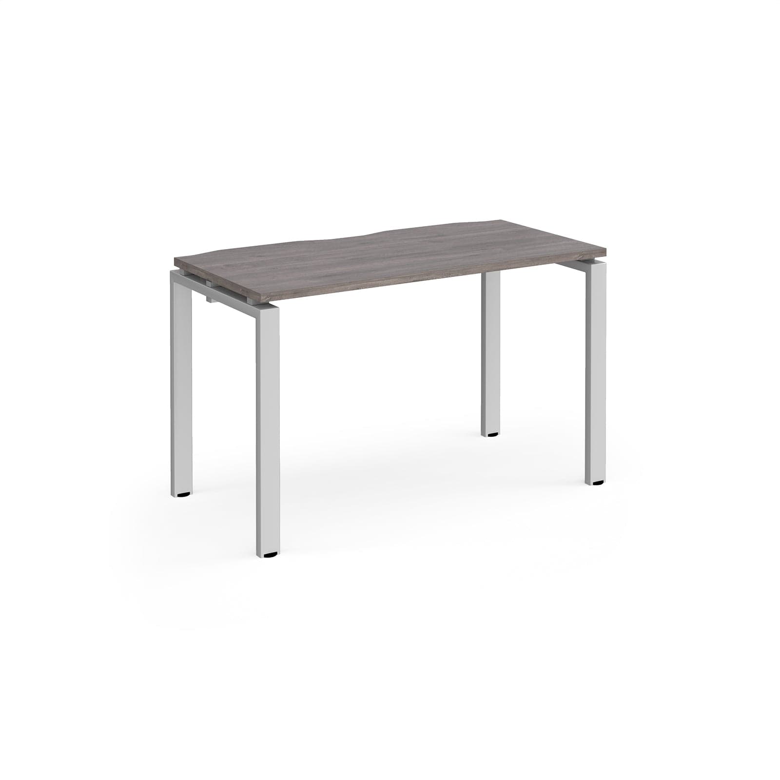 a wooden table with metal legs on a white background