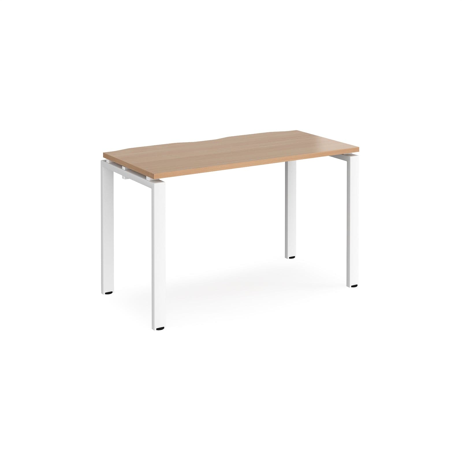 a desk with a wooden top and white legs