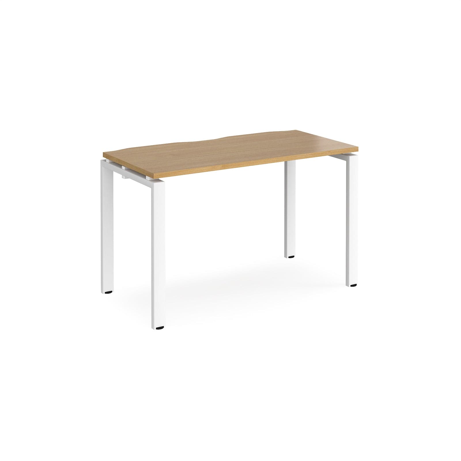 a desk with a wooden top and white legs