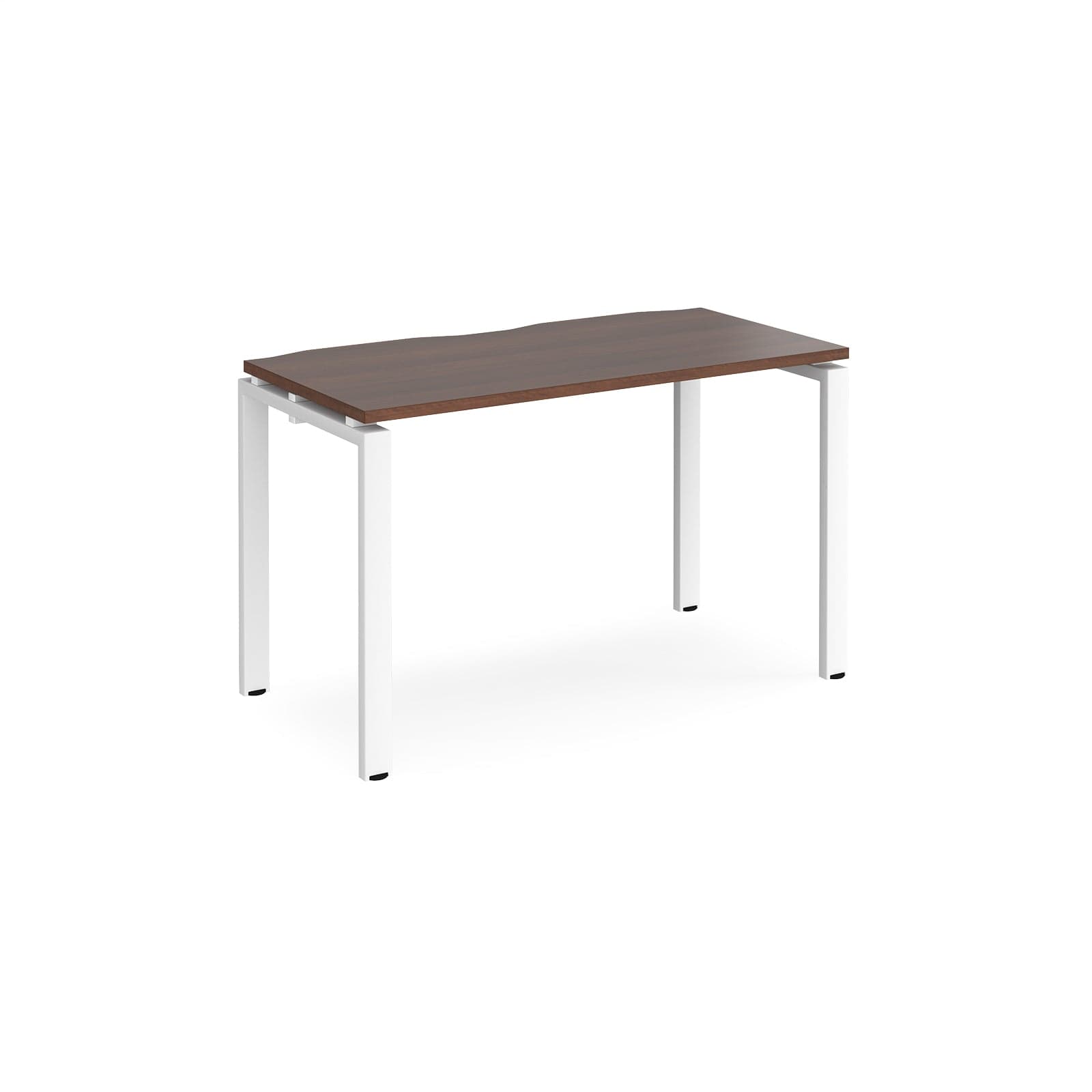 a desk with a wooden top and white legs