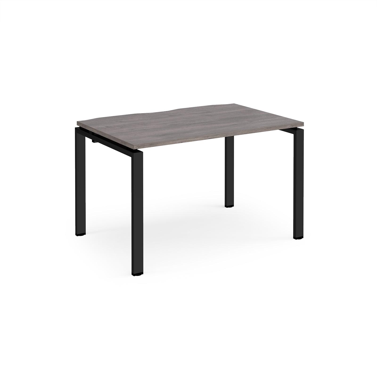 a table with black legs and a wooden top