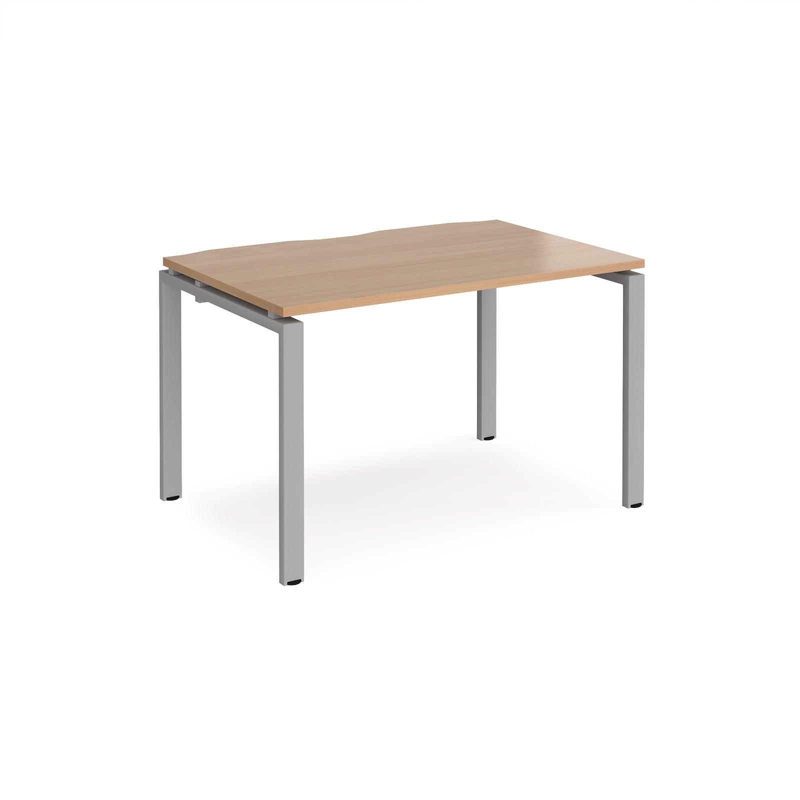 a wooden table with metal legs on a white background