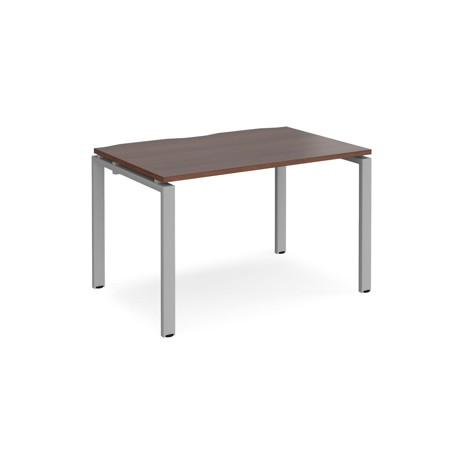 a wooden table with metal legs on a white background