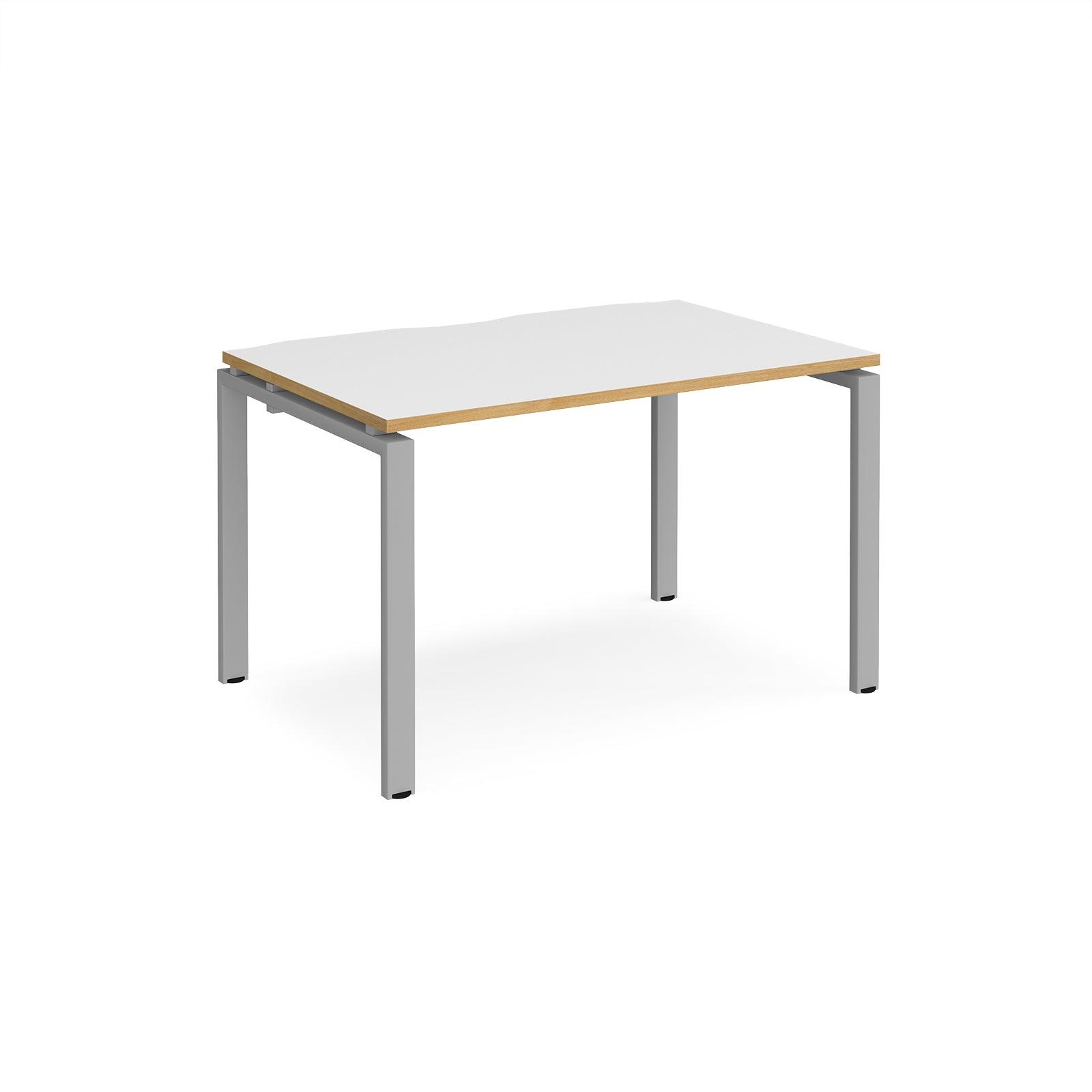 a white table with a wooden top on a white background