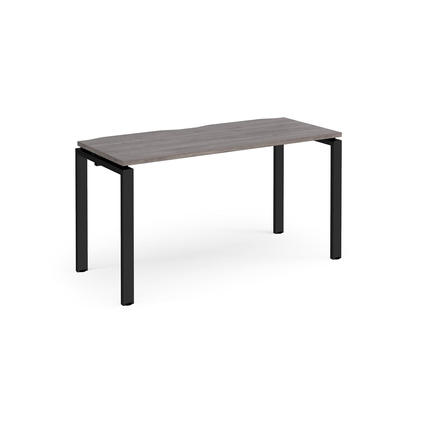 a table with black legs and a wooden top