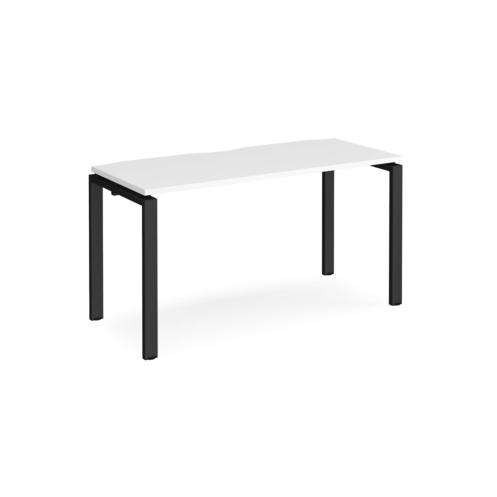 a white table with black legs on a white background