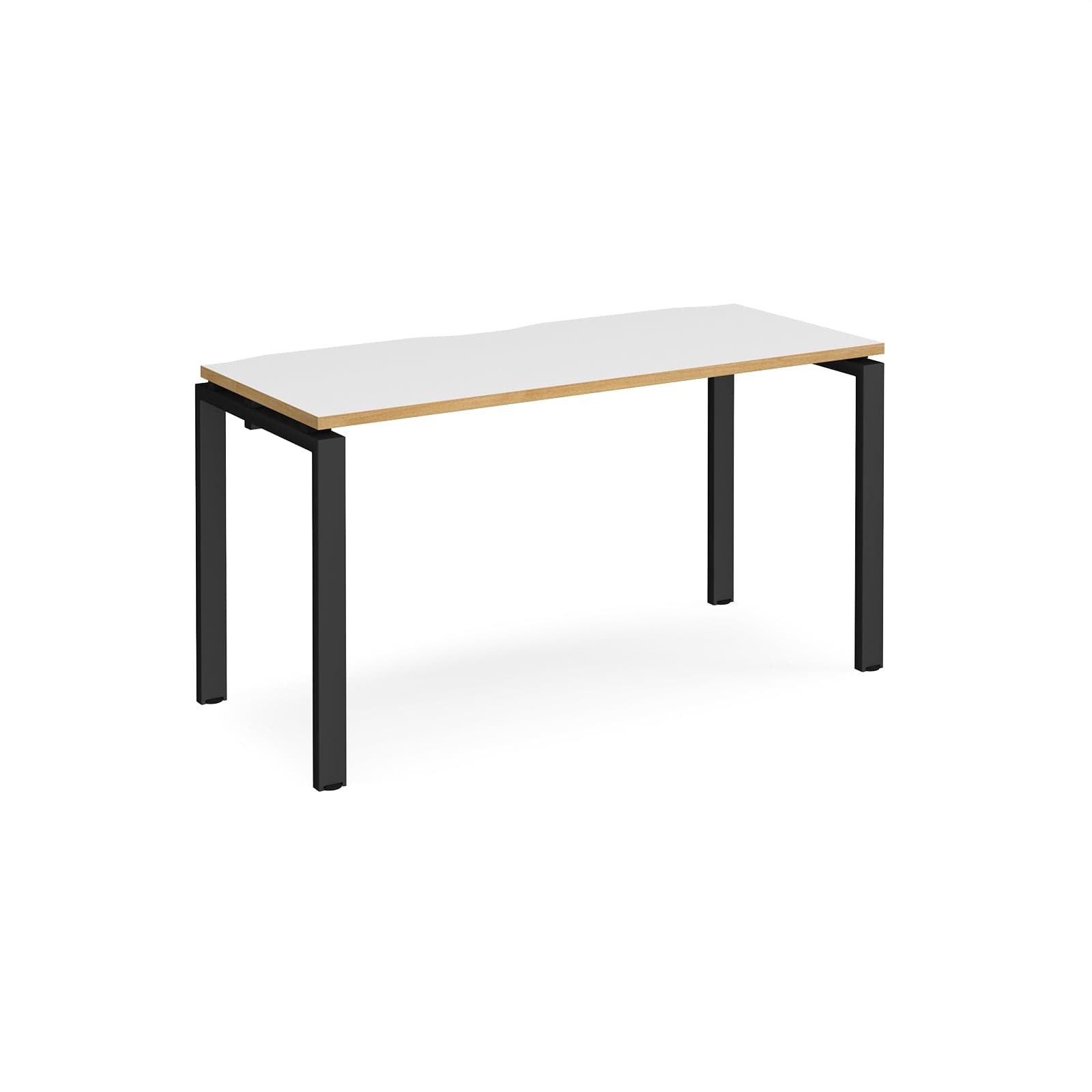 a white table with black legs on a white background