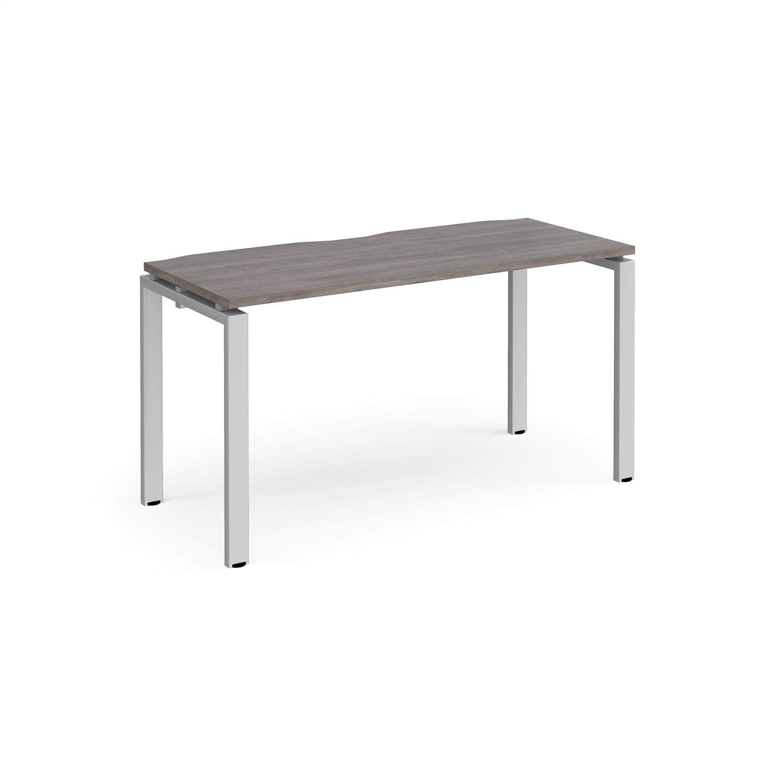 a wooden table with metal legs on a white background