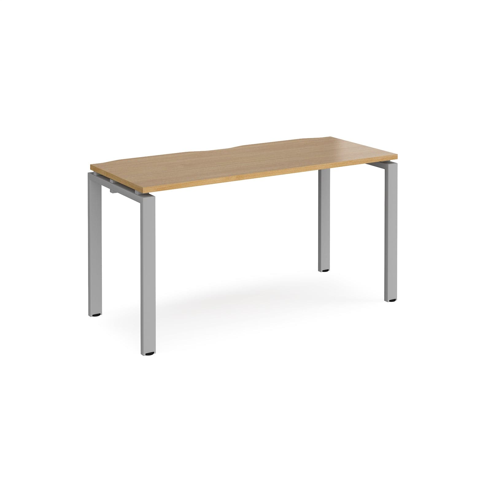 a wooden table with metal legs on a white background