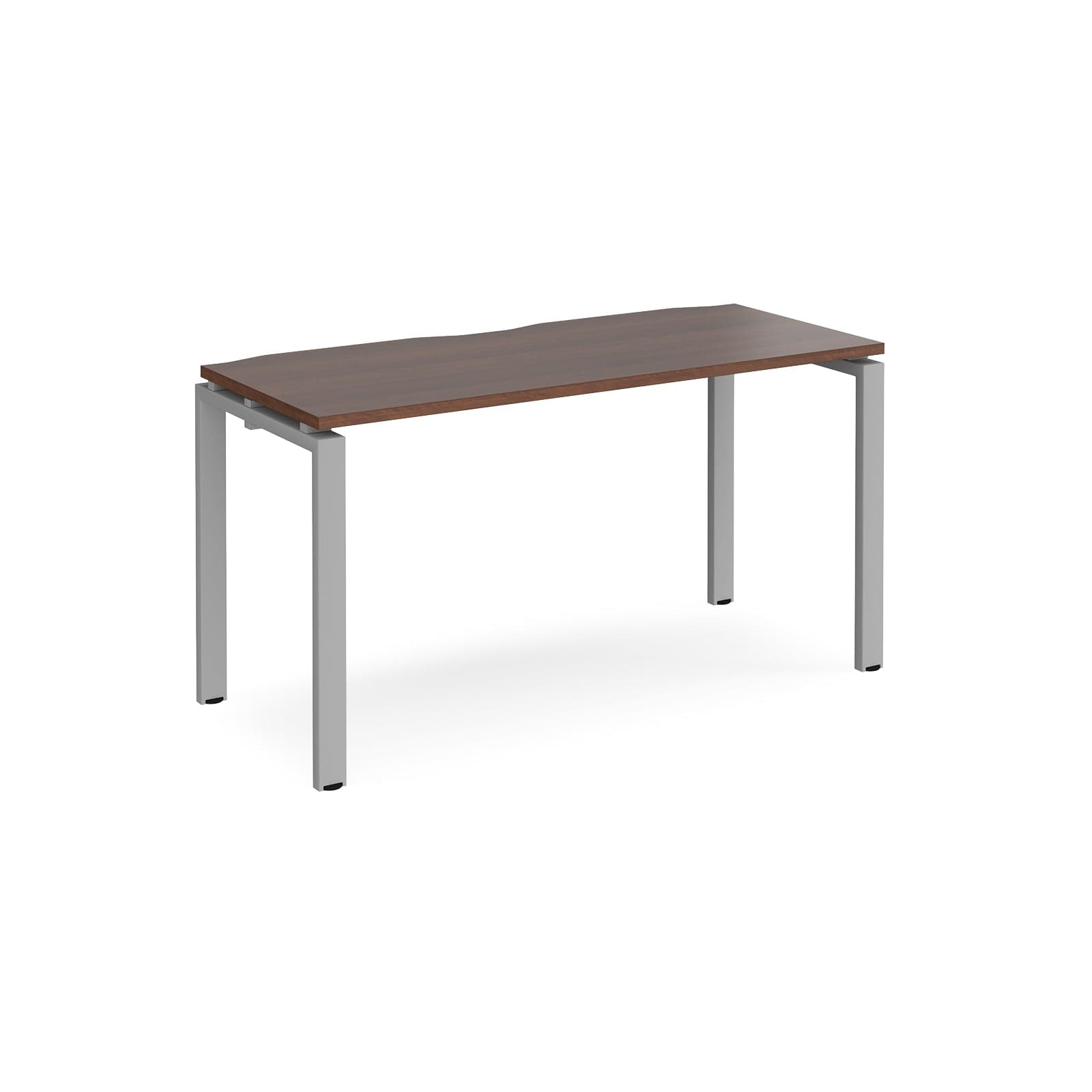 a wooden table with metal legs on a white background