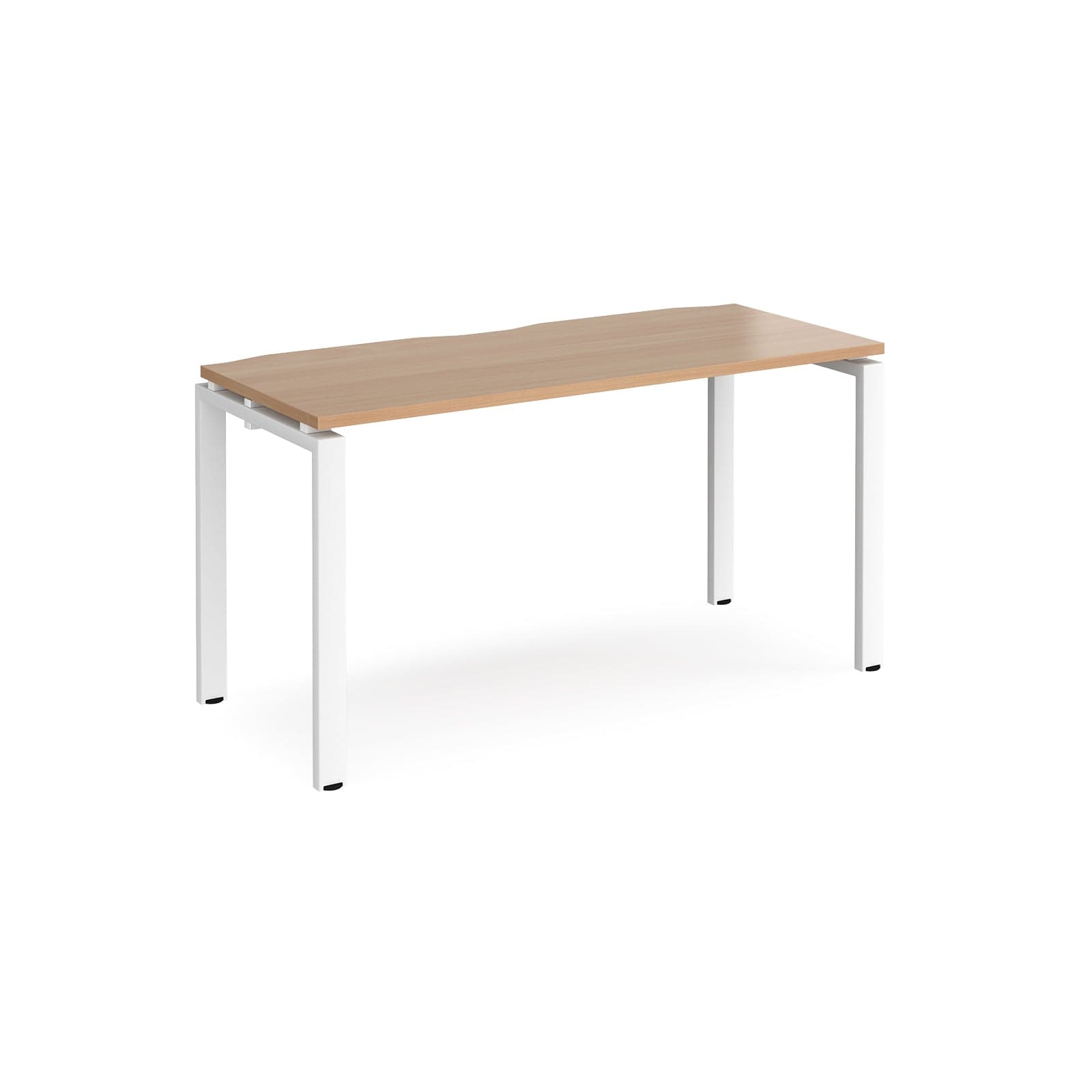 a desk with a wooden top and white legs