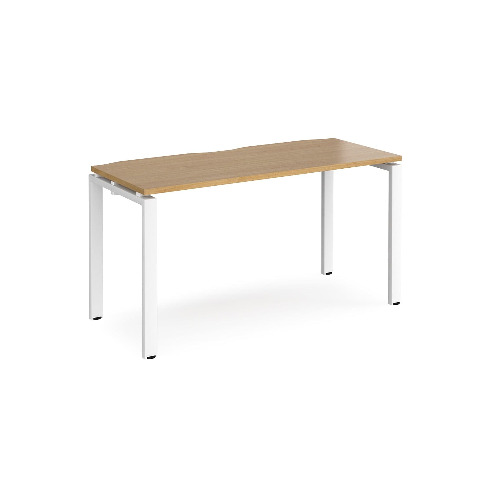 a desk with a wooden top and white legs