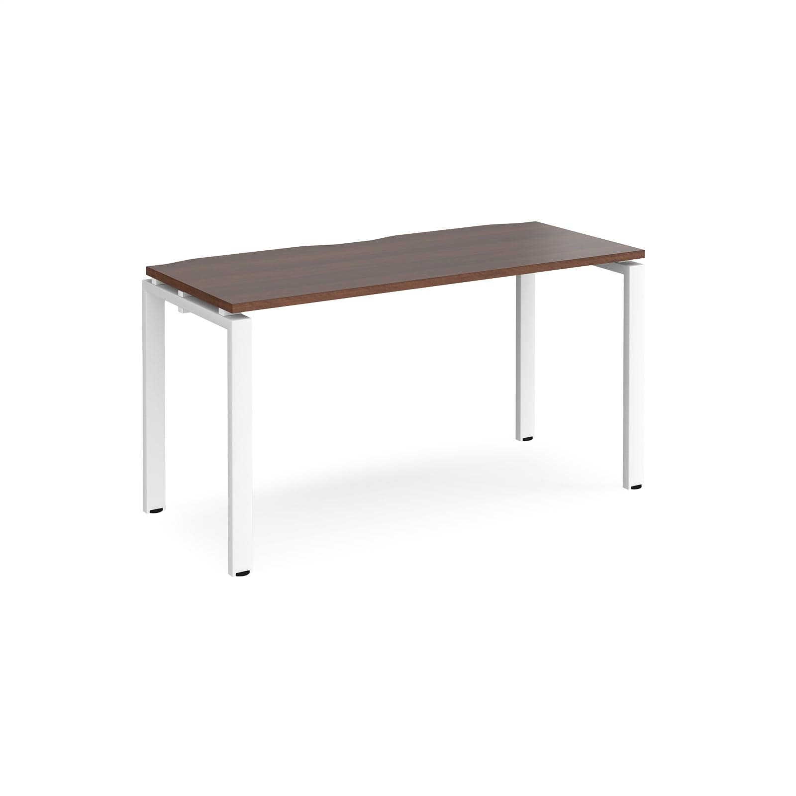 a desk with a wooden top and white legs