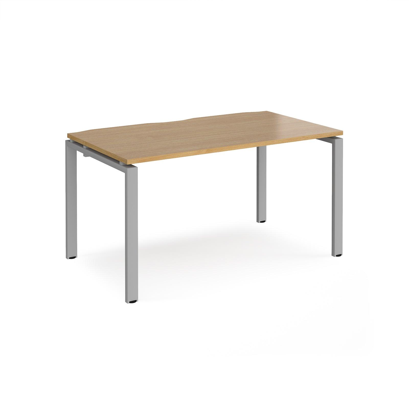 a wooden table with metal legs on a white background