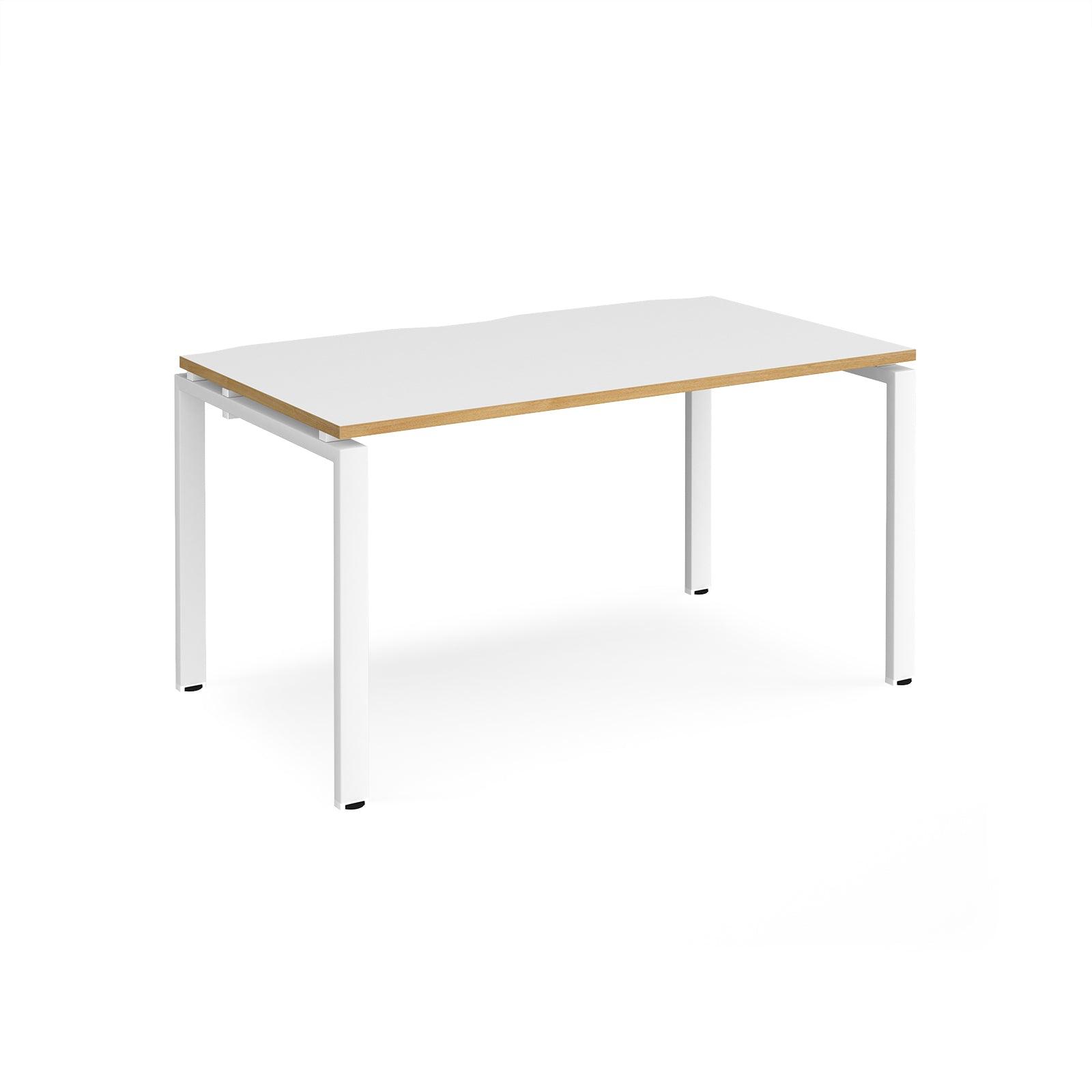 a white table with a wooden top on a white background