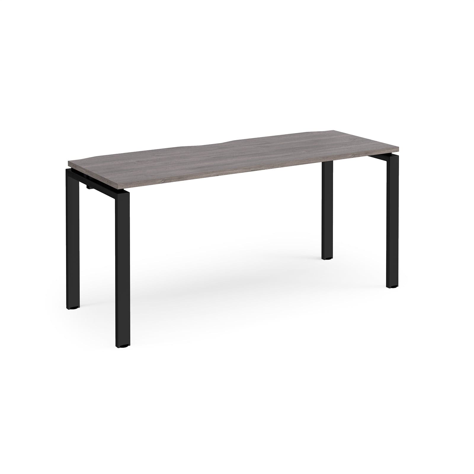 a table with black legs and a wooden top