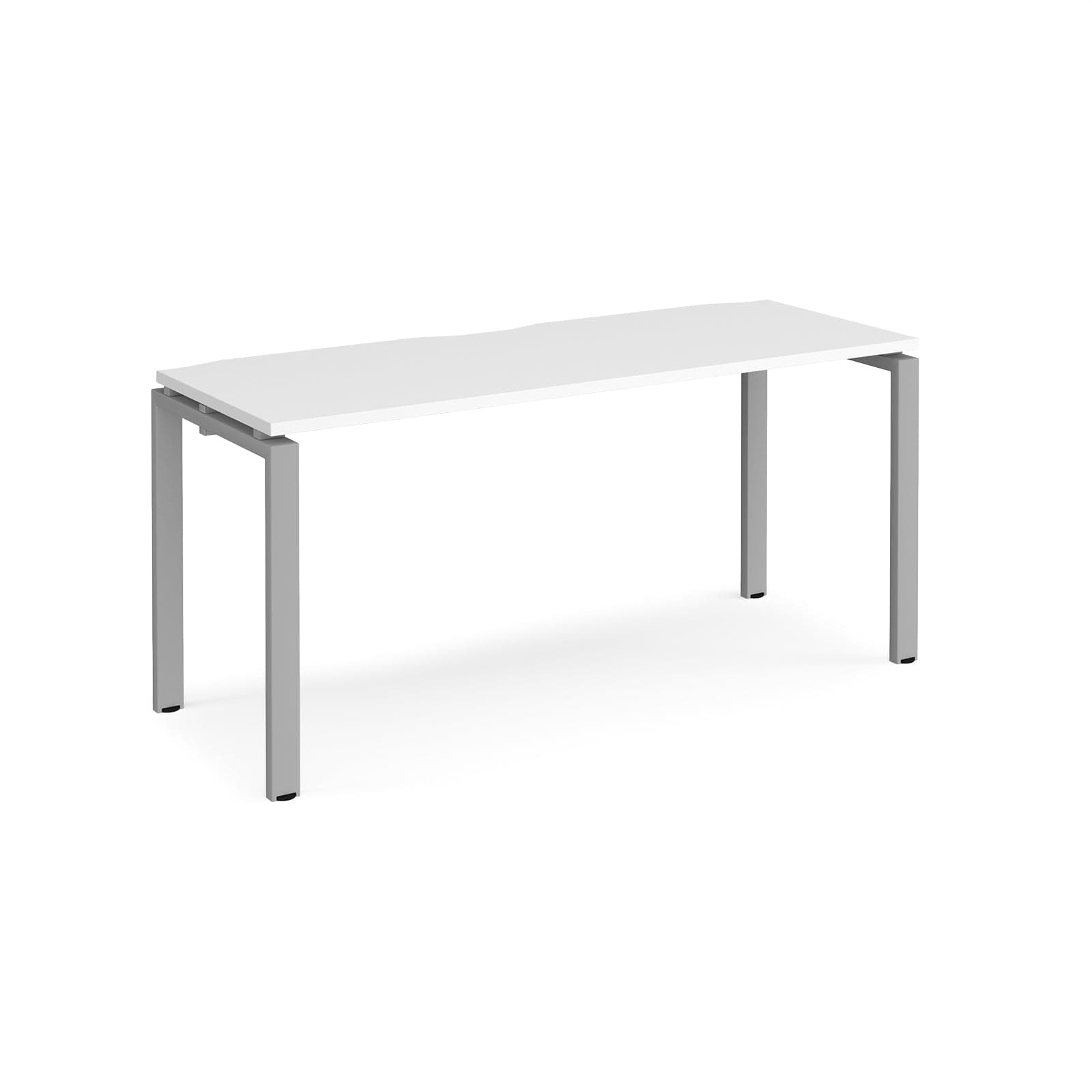 a white table with a metal frame on top