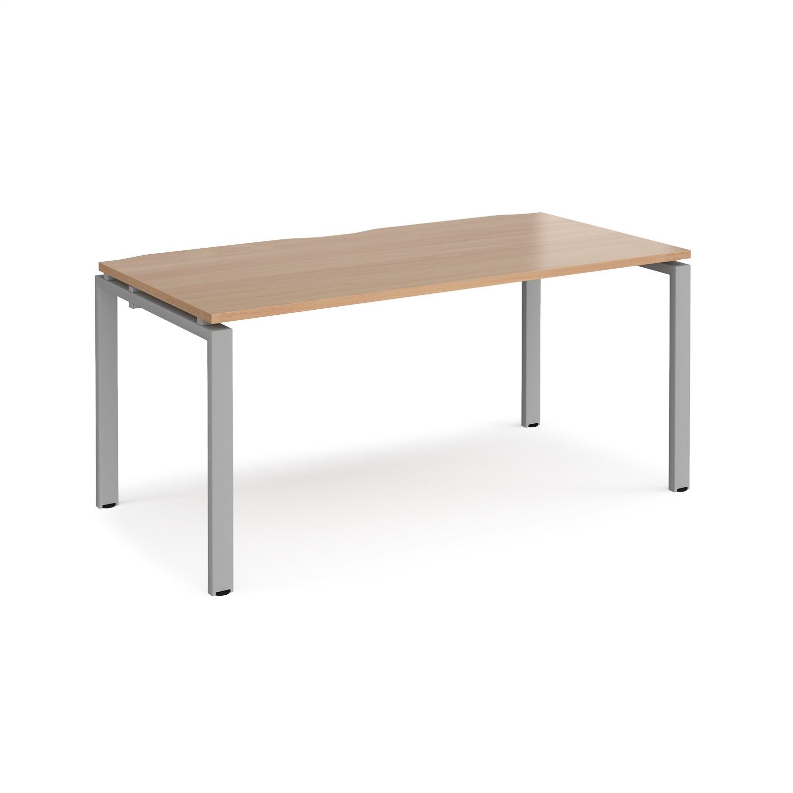 a wooden table with metal legs on a white background