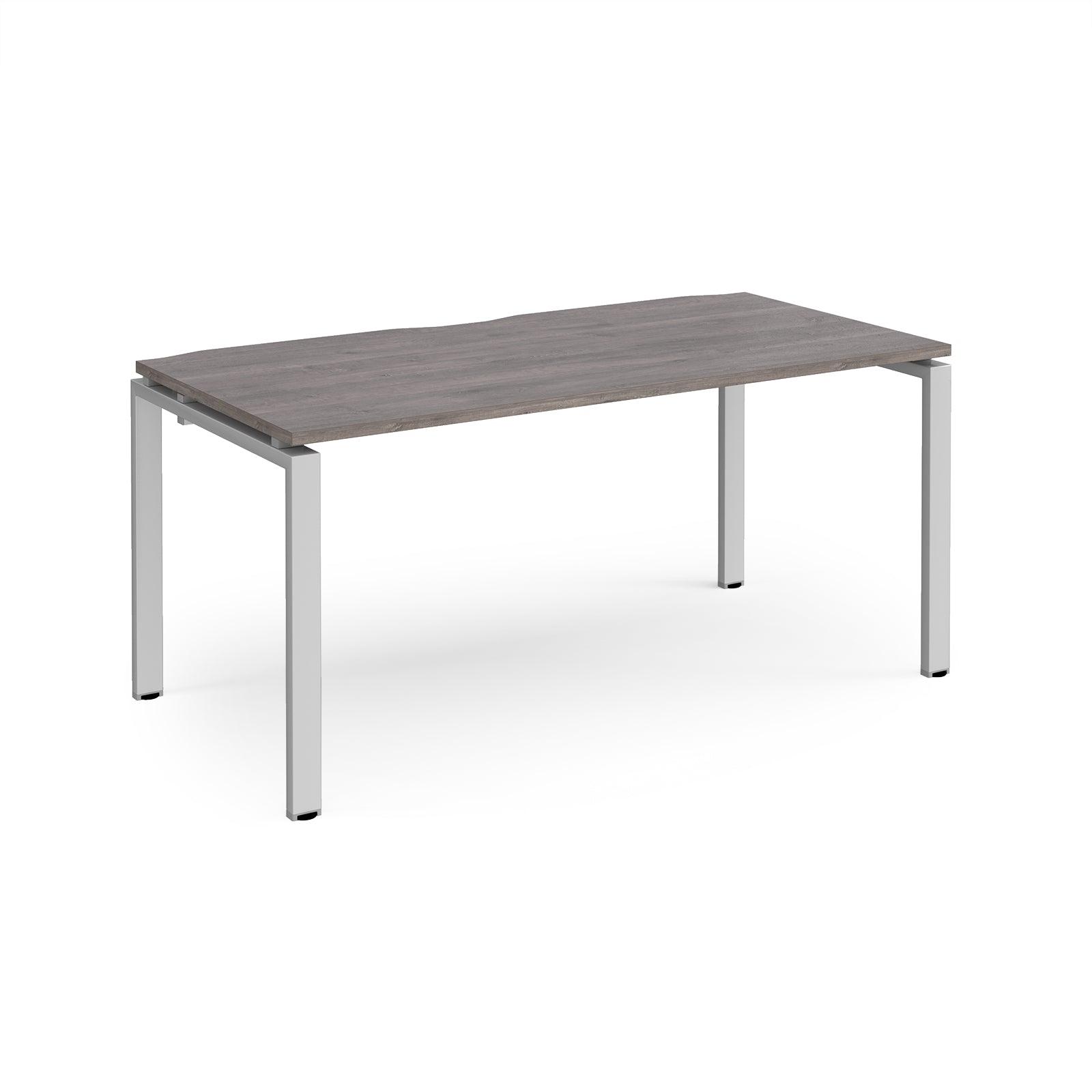 a table with a metal frame and a wooden top