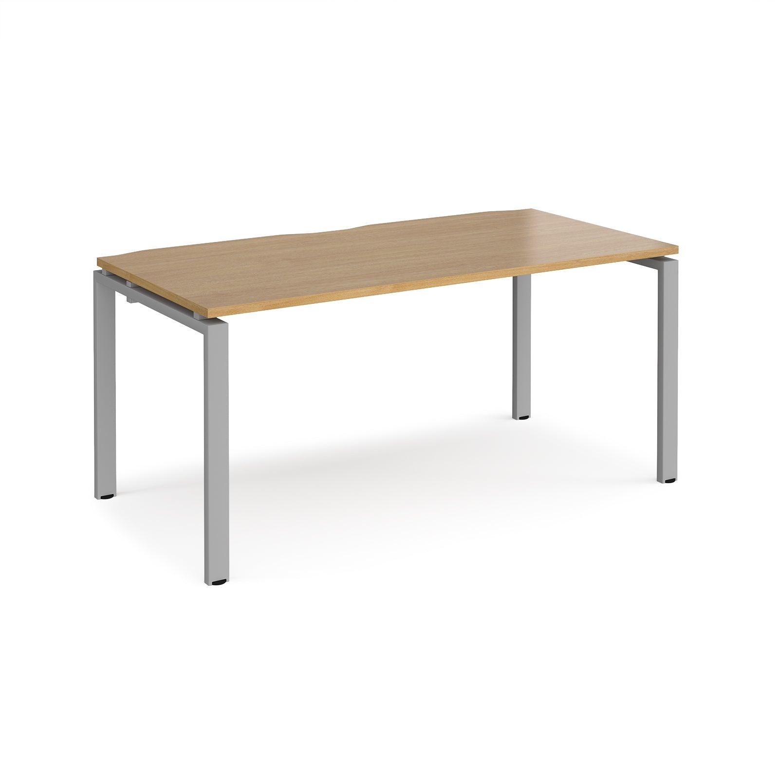 a wooden table with metal legs on a white background