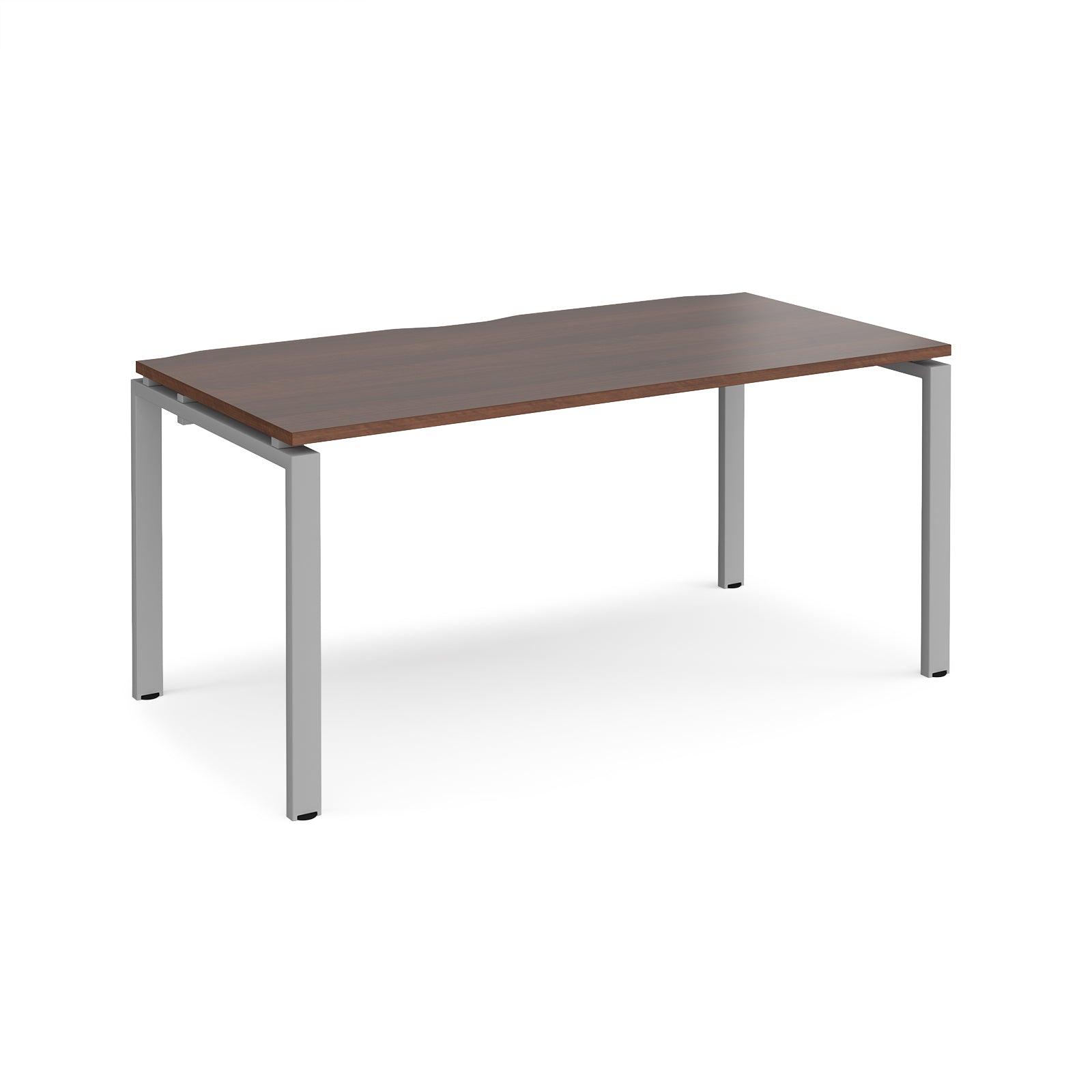 a wooden table with metal legs on a white background