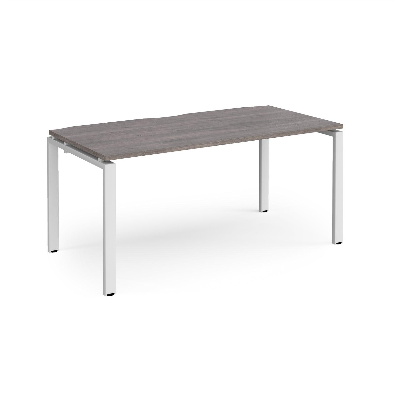 a table with a metal frame and a wooden top