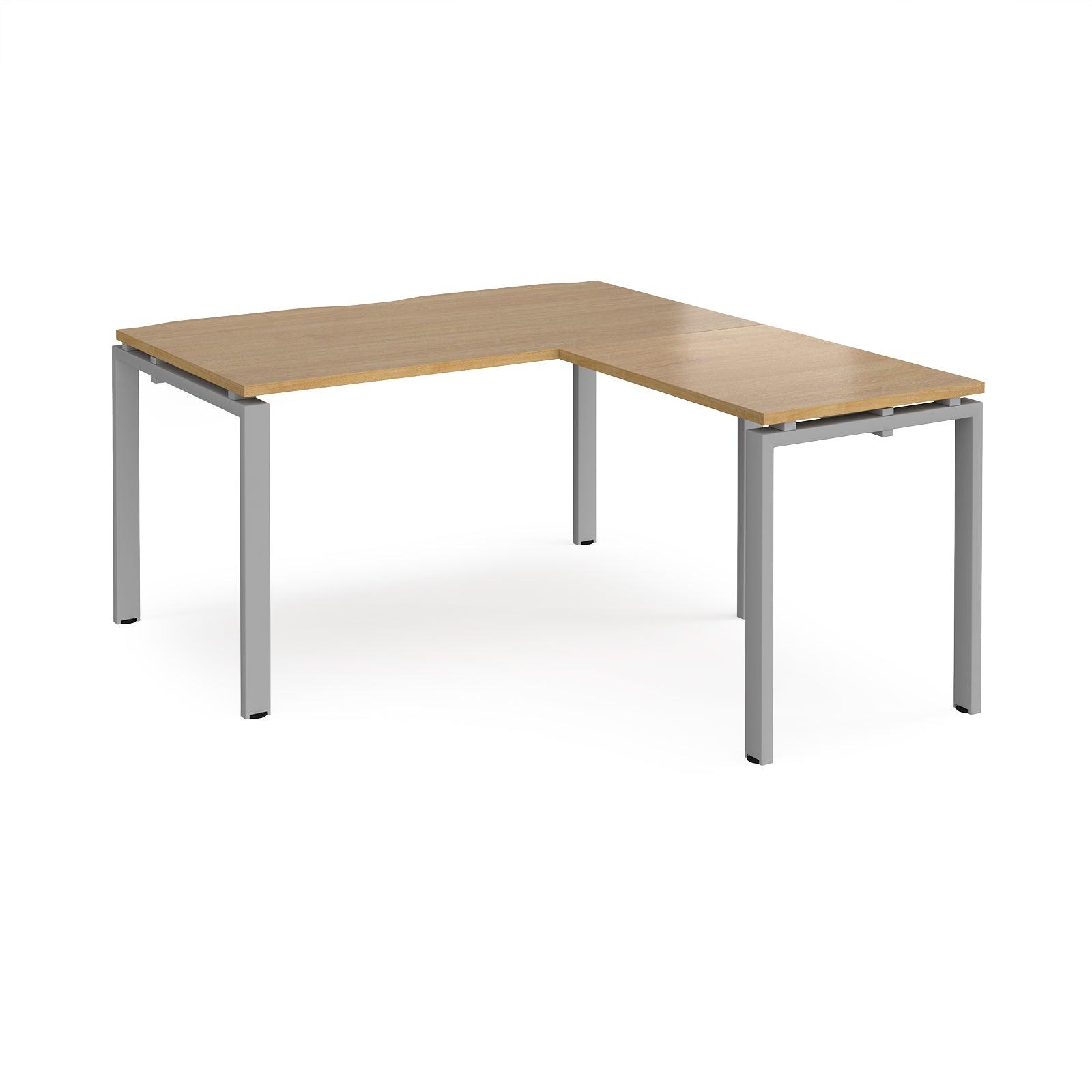 a desk with a wooden top and metal legs