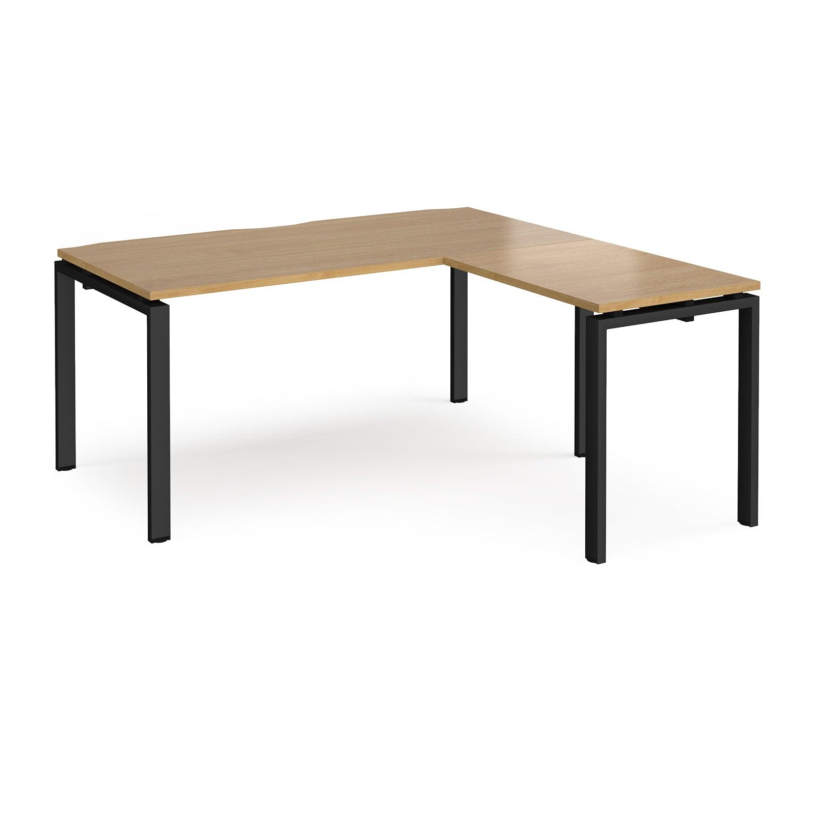 a wooden table with black legs and a wooden top