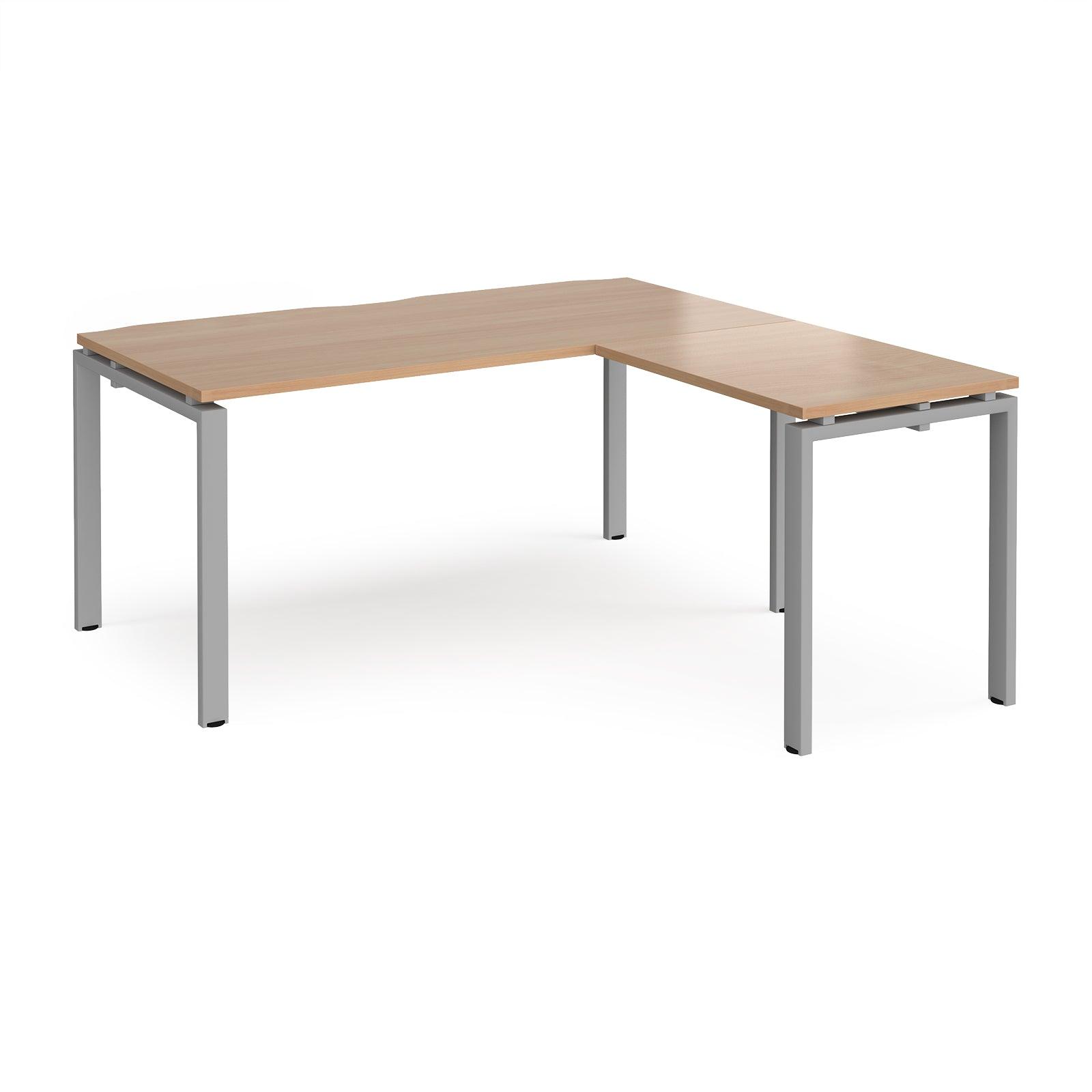 a desk with a wooden top and metal legs