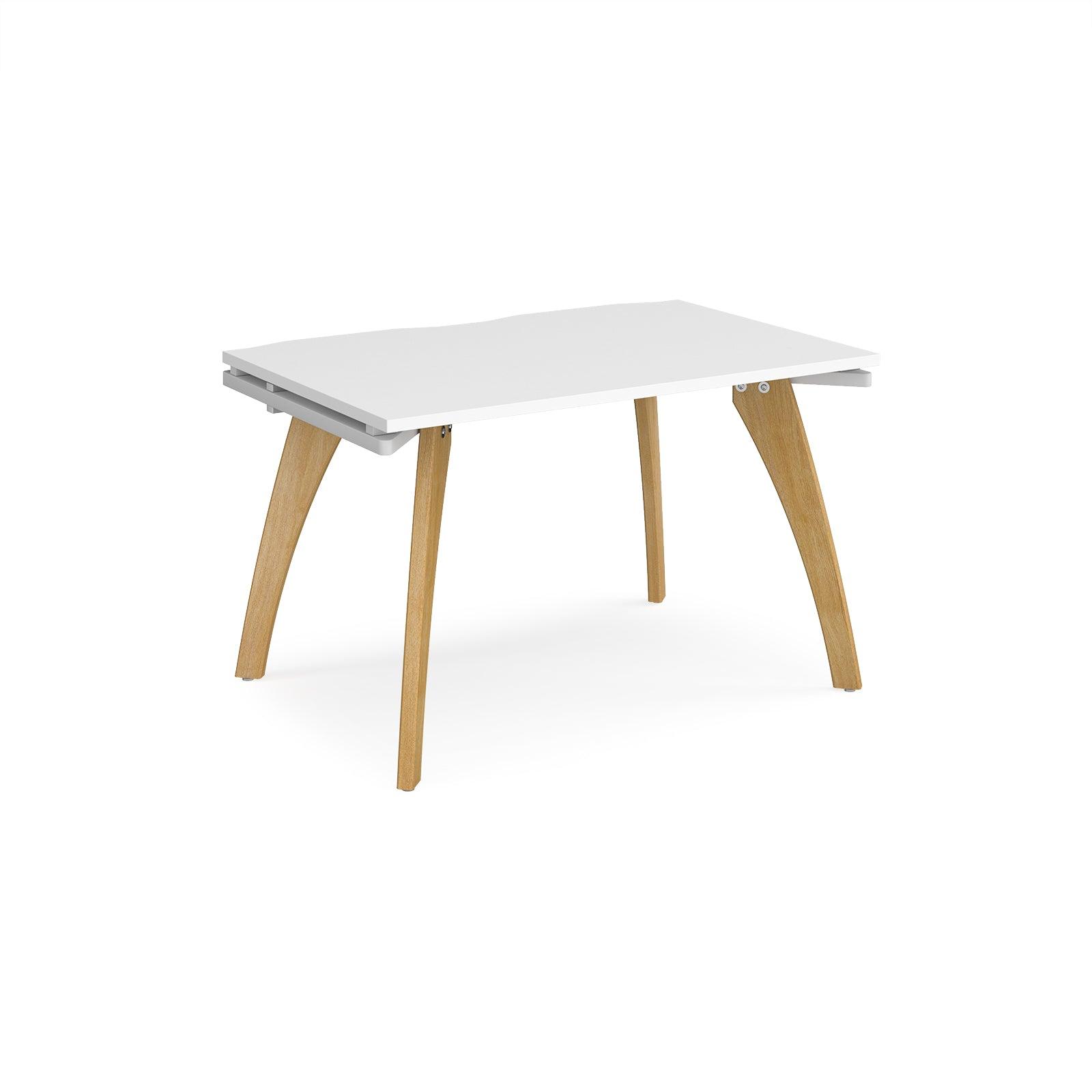 a white table with wooden legs on a white background