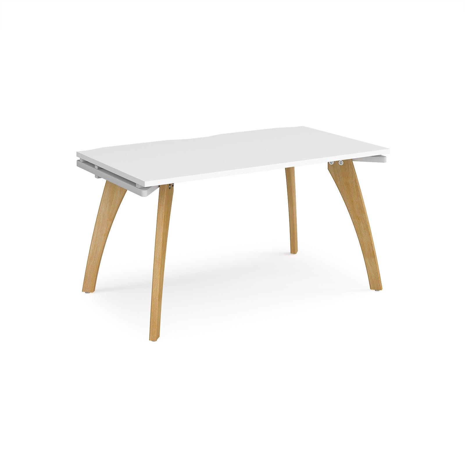 a white table with wooden legs on a white background