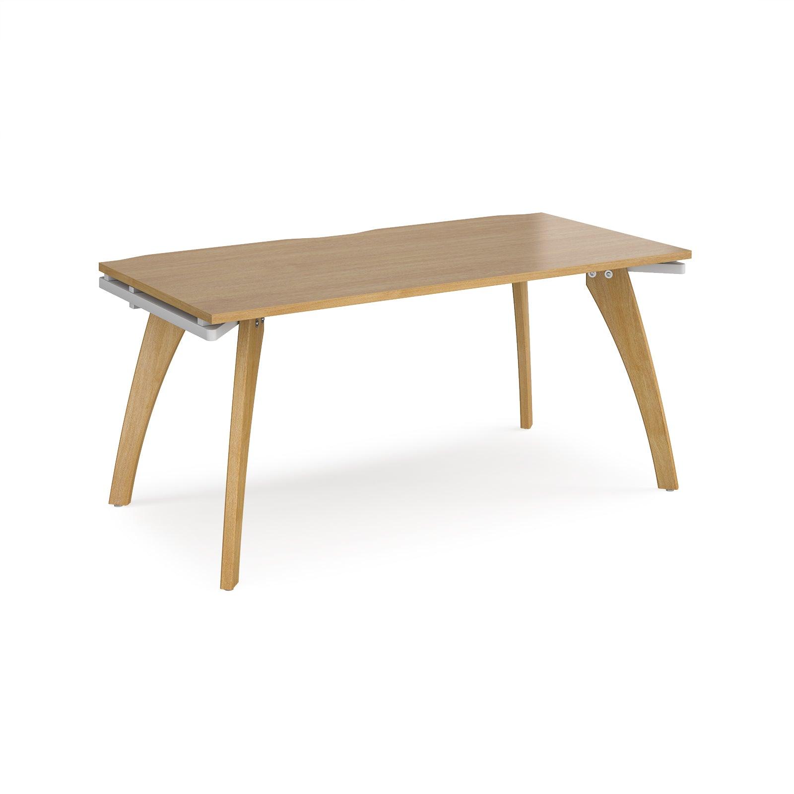 a wooden table with a white top on a white background