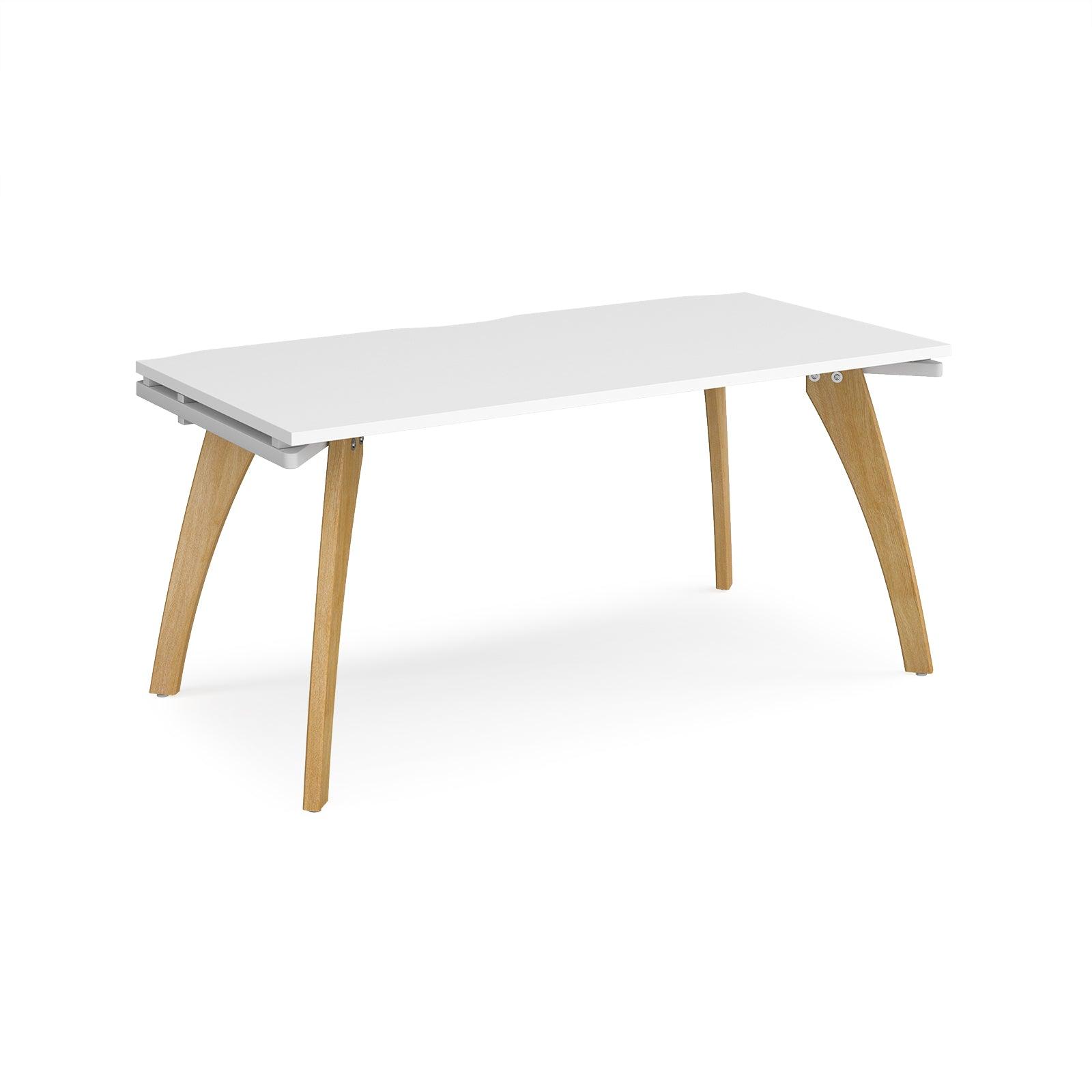 a white table with wooden legs on a white background